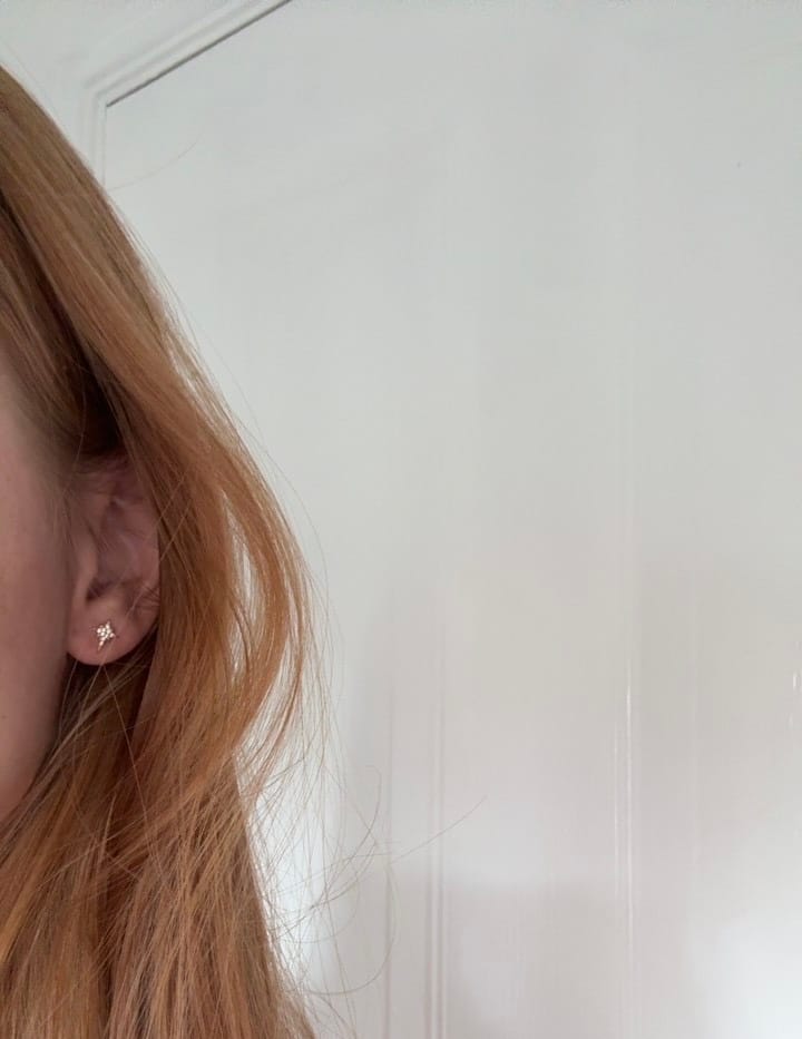 Customer photo review of Cosima Gold Crystal Star Stud Earrings