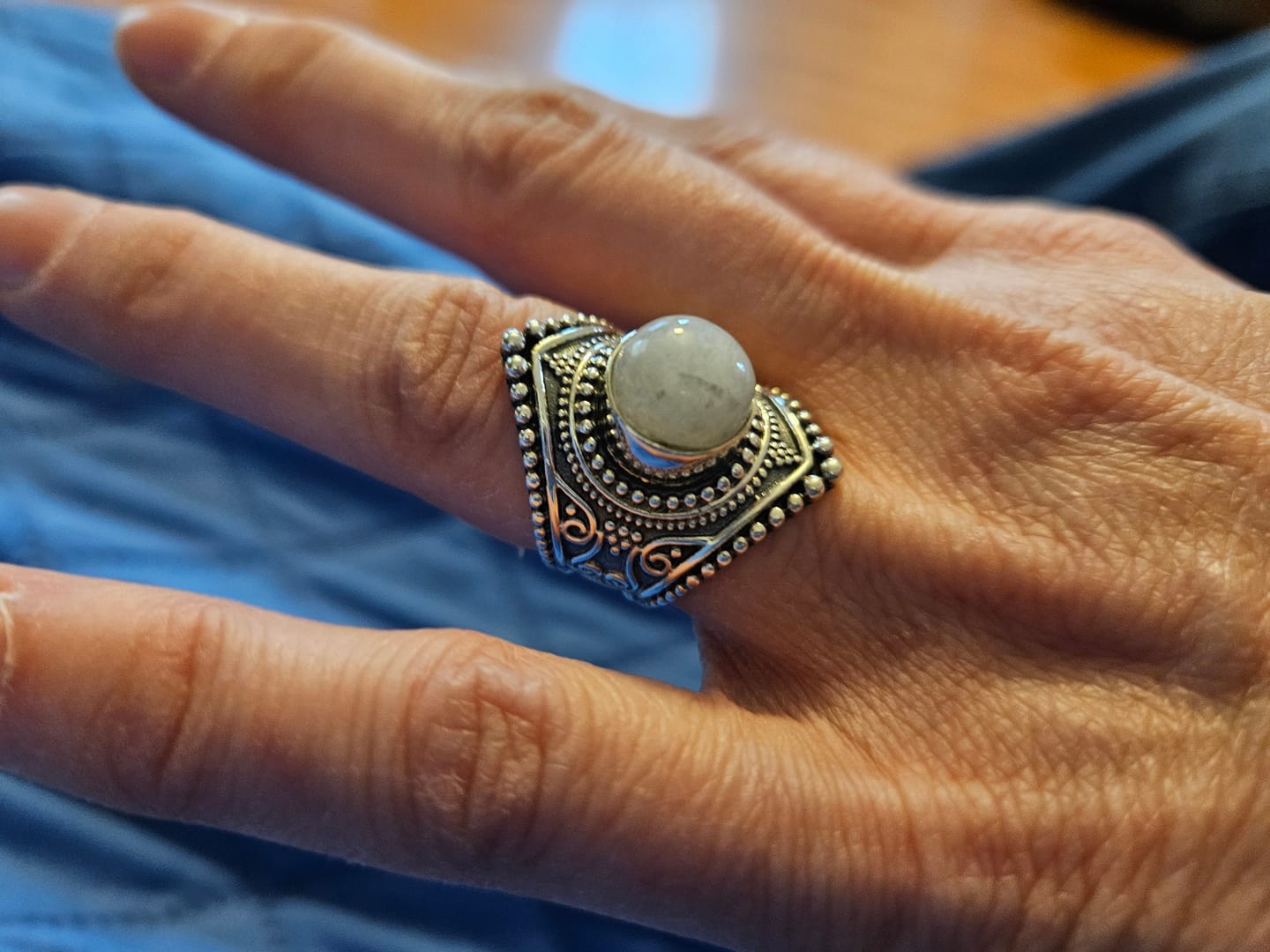 Customer photo review of Sterling Silver Boho Ring with Moonstone