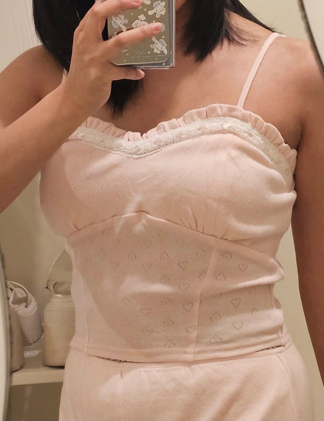 Customer photo review of Sweetheart  Cotton Pointelle Top
