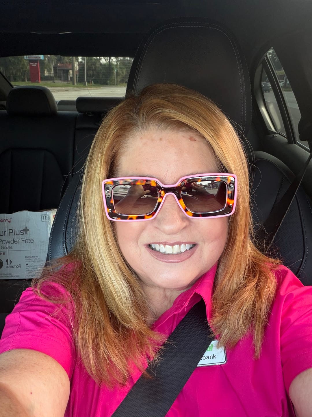 Customer photo review of Deco Sunglasses Pink + Red