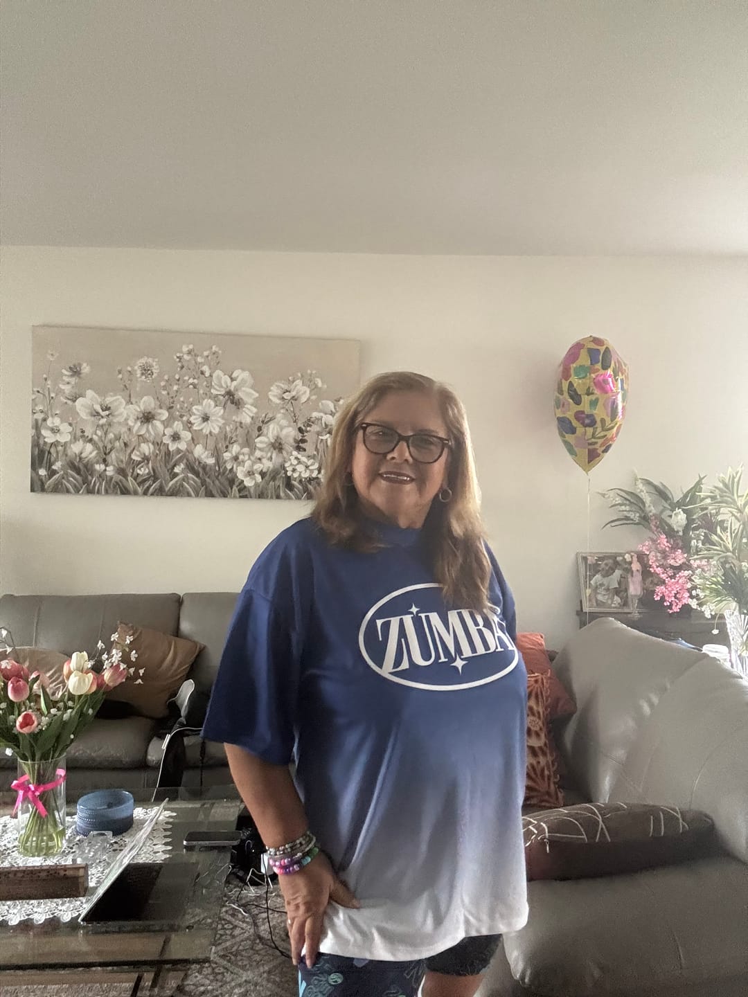 Customer photo review of Dale-Z Oversized Drop Shoulder Tee - Blue/White