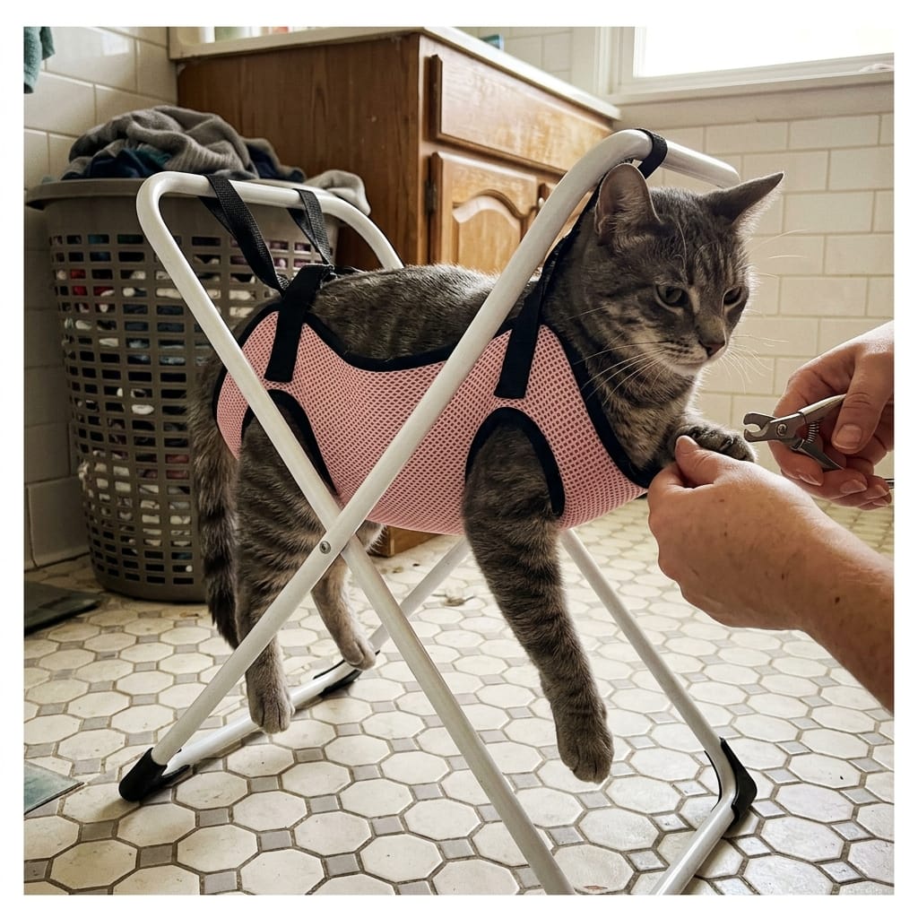 Customer photo review of Pawrelia™ Grooming Hammock Stand