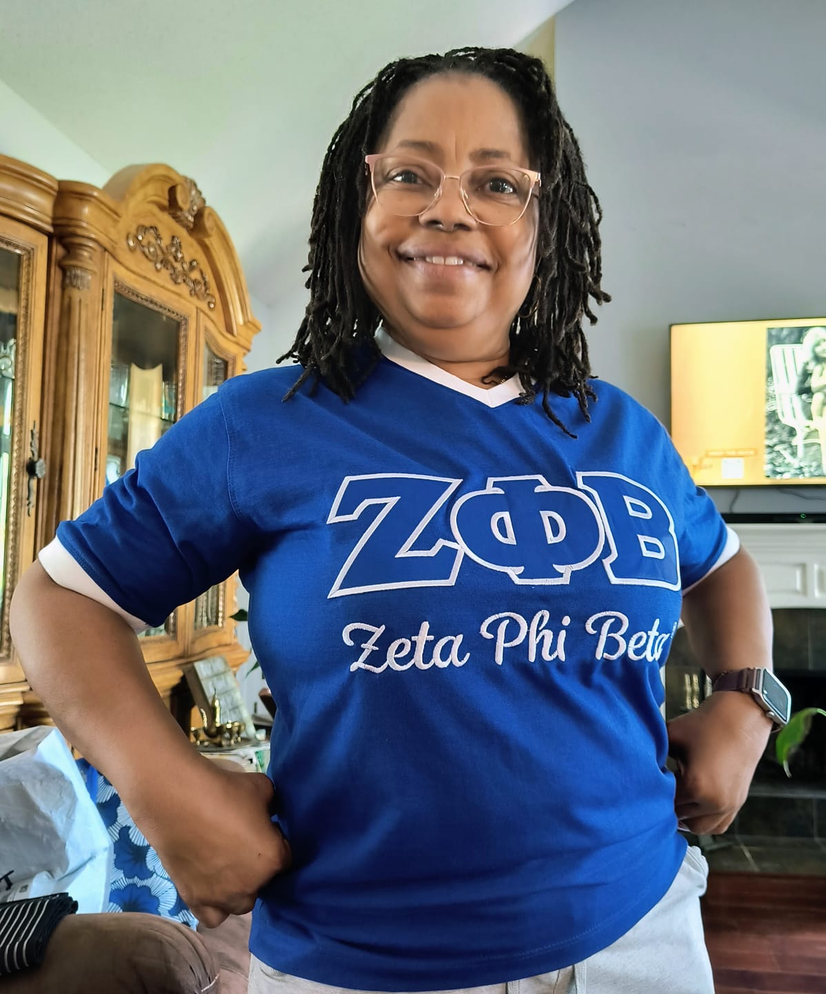 Customer photo review of Zeta Phi Beta -Embroidered Premium T-Shirt