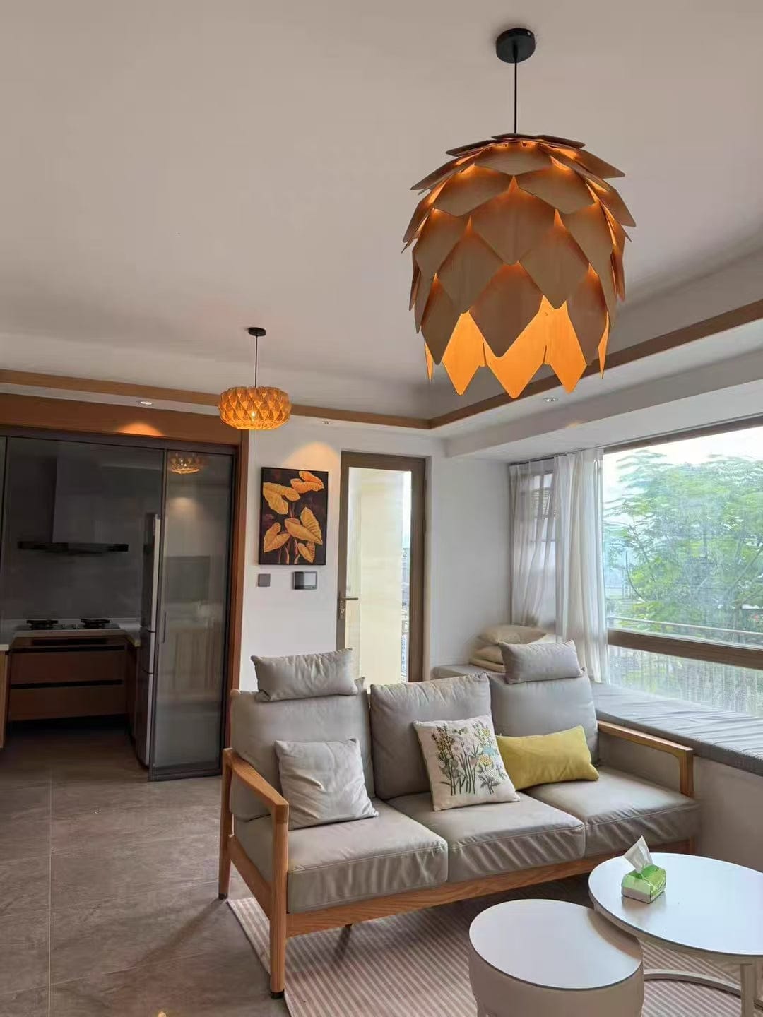 Customer photo review of Nordic Pinecone Wood Pendant Light