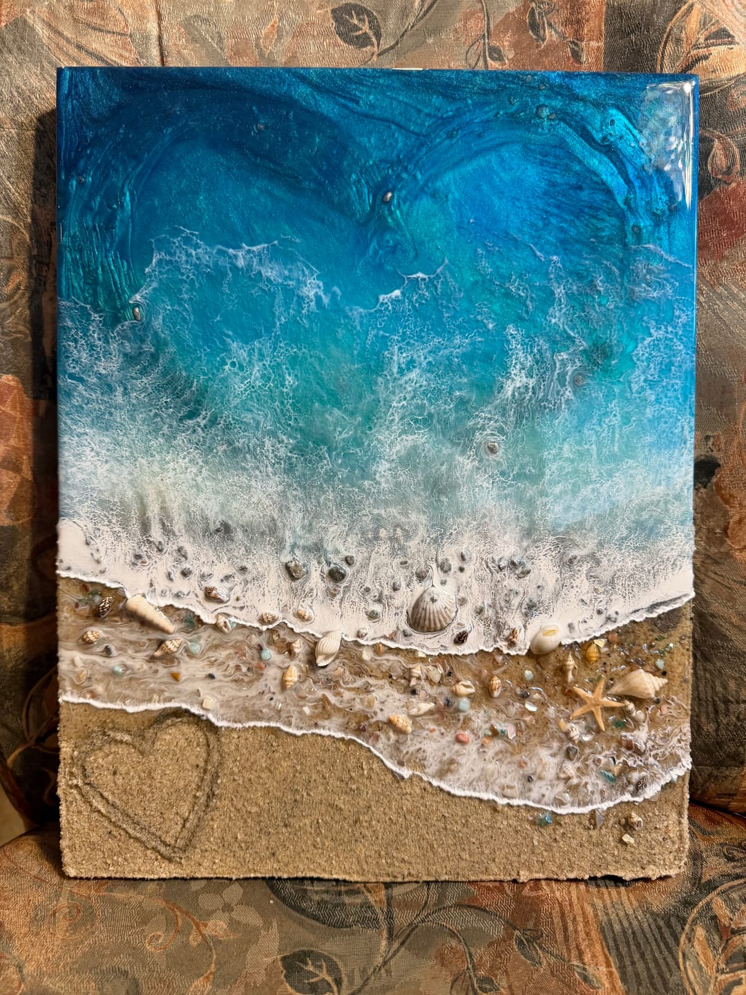 Customer photo review of Beach Mixed Media Portrait with Cremation ash