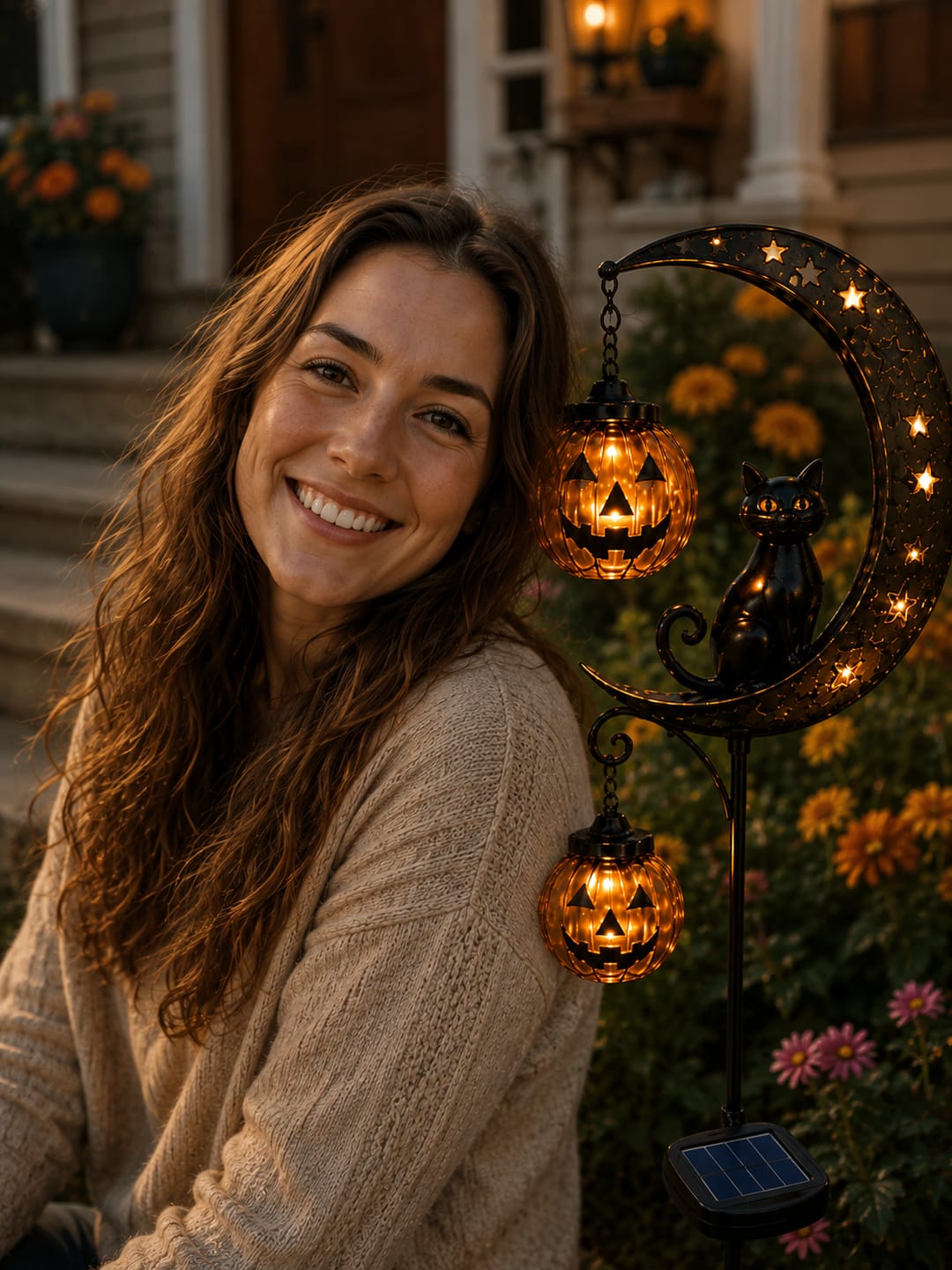 Customer photo review of Halloween Pumpkin Moon Garden Stake Light