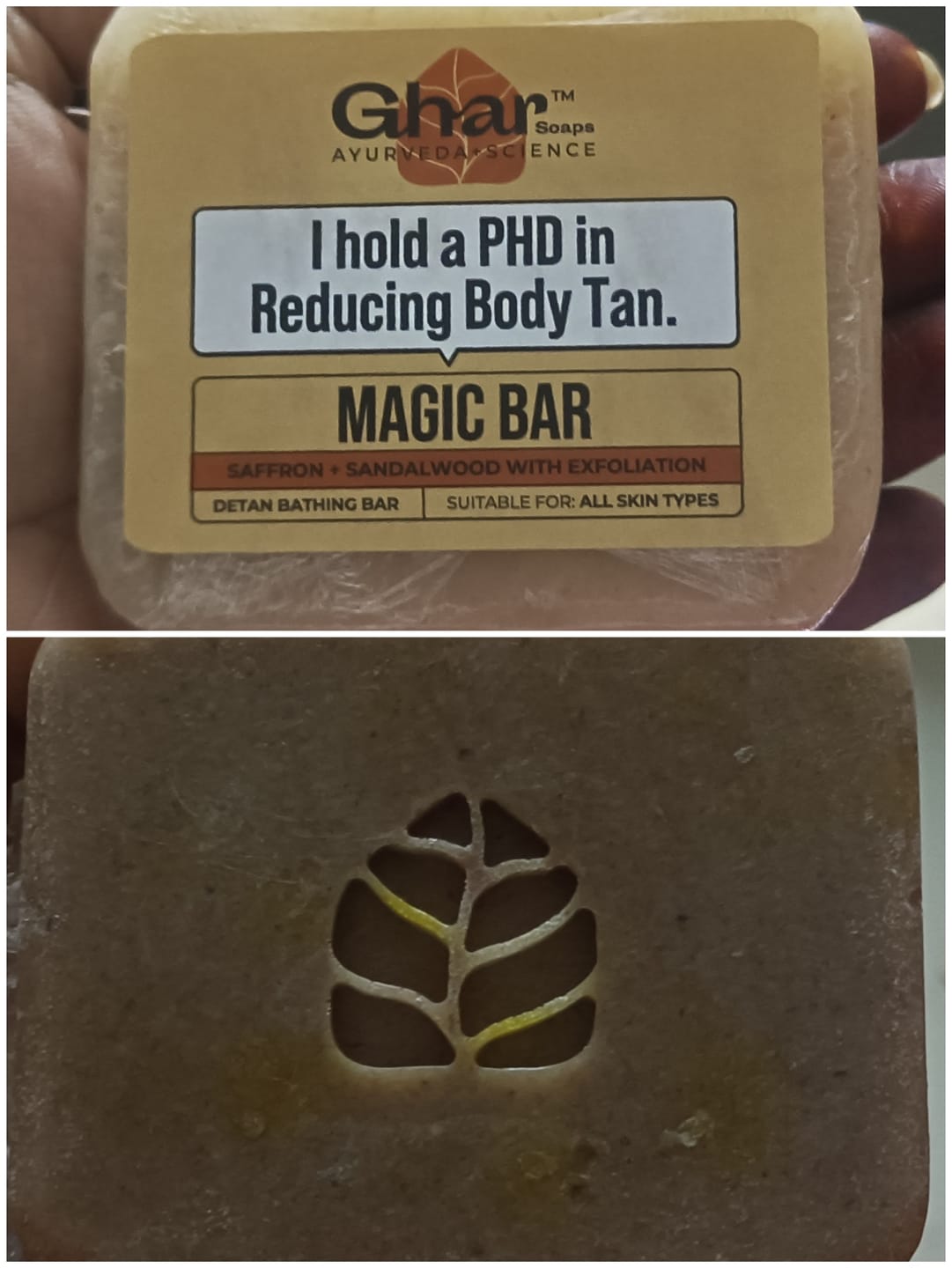 Customer photo review of Magic Soap (Sandal Wood and Saffron Soap)