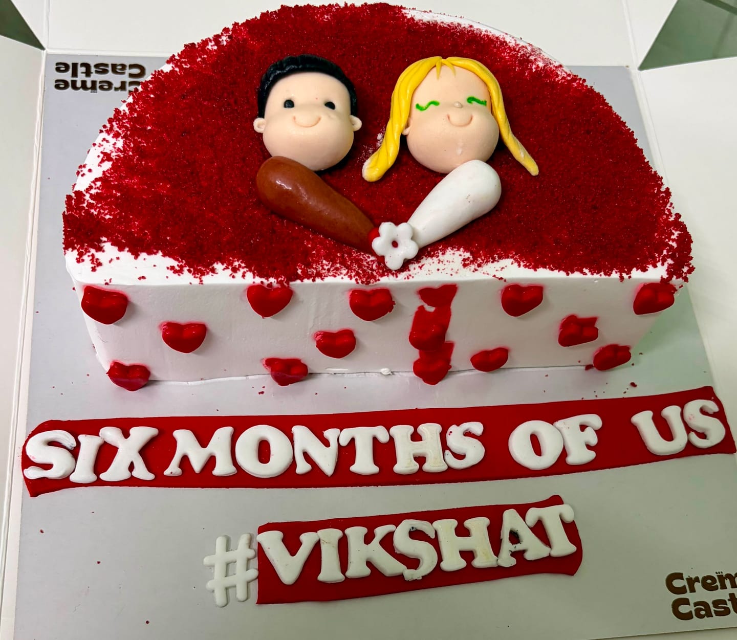 Customer photo review of 6 Months Anniversary Design Cake