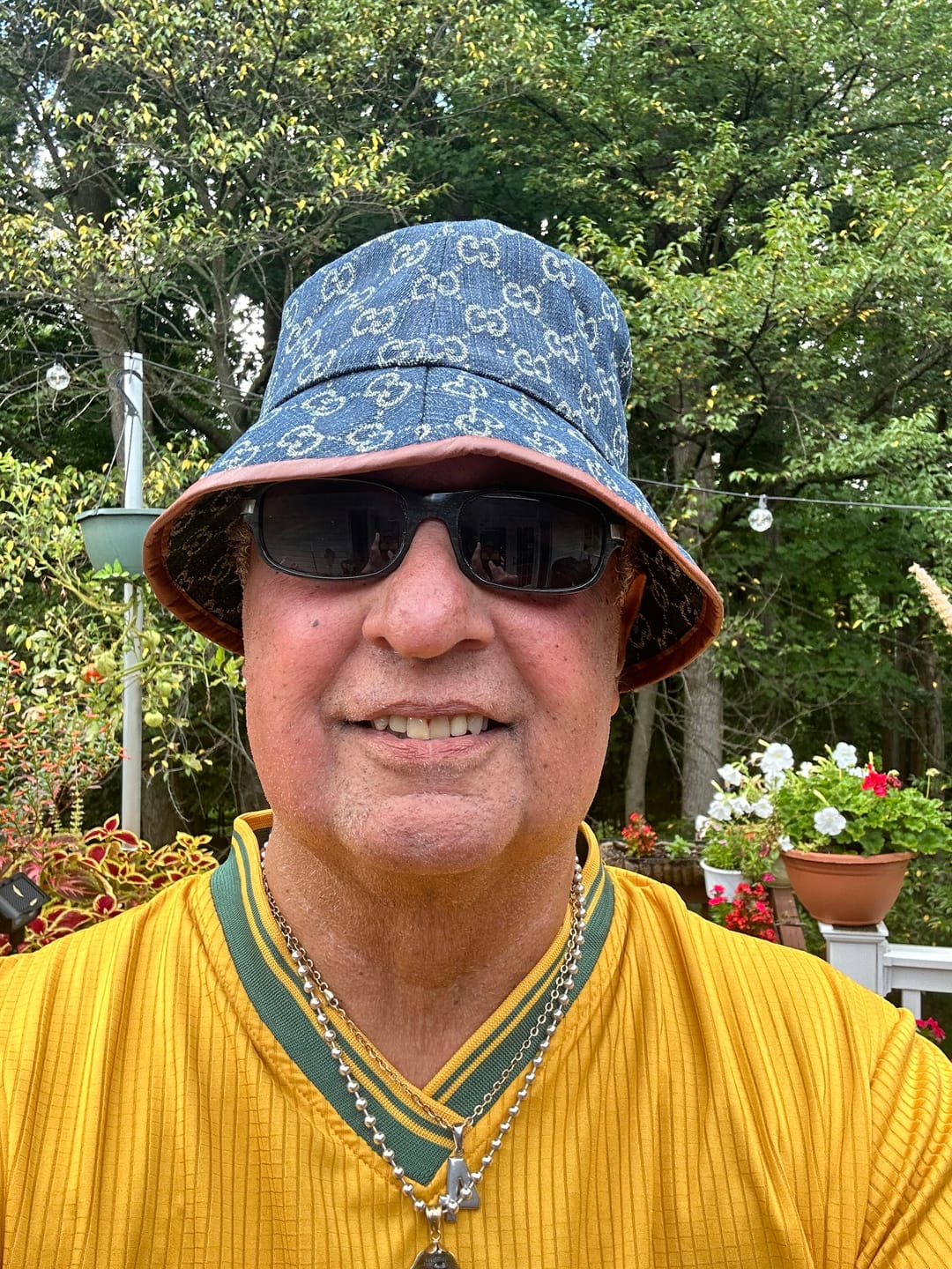 Customer photo review of Elevated Monogram Bucket Hat with Leather Trim