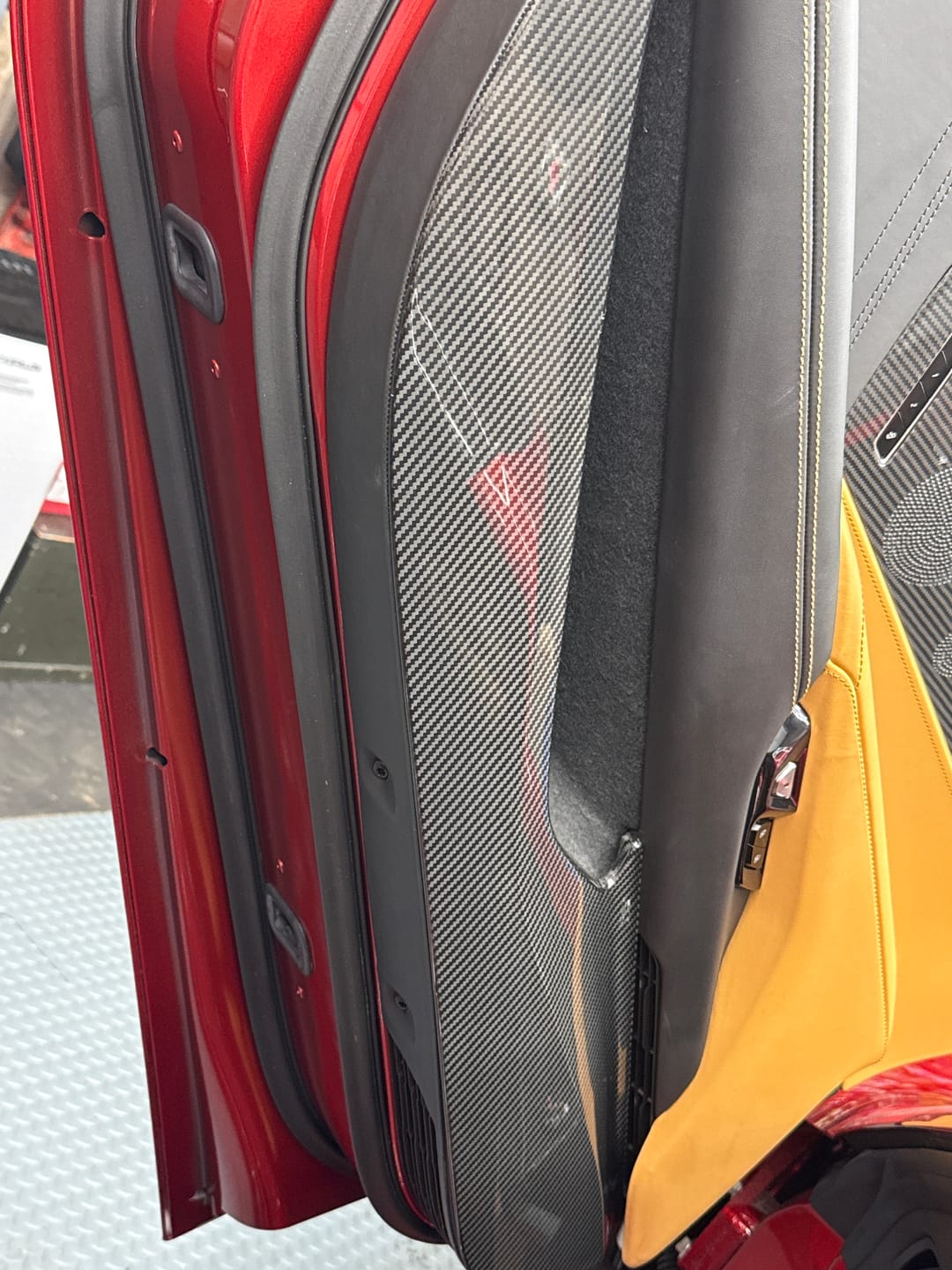 Customer photo review of Corvette C8 Dry Carbon Fiber Interior Front Lower Door Kick Panel Cover Overlays