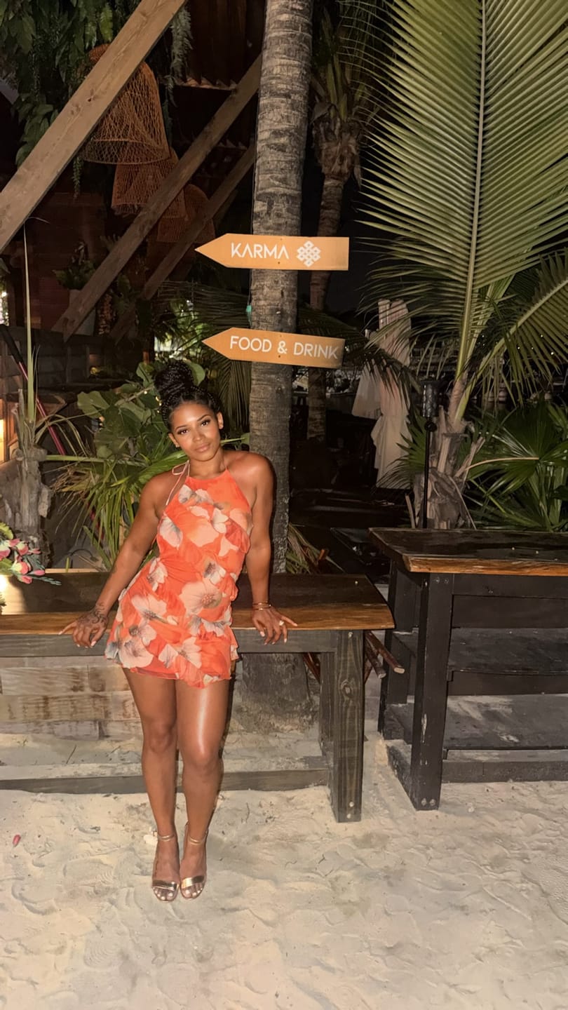 Customer photo review of Hopeless Romantic Mesh Print Ruffle Dress