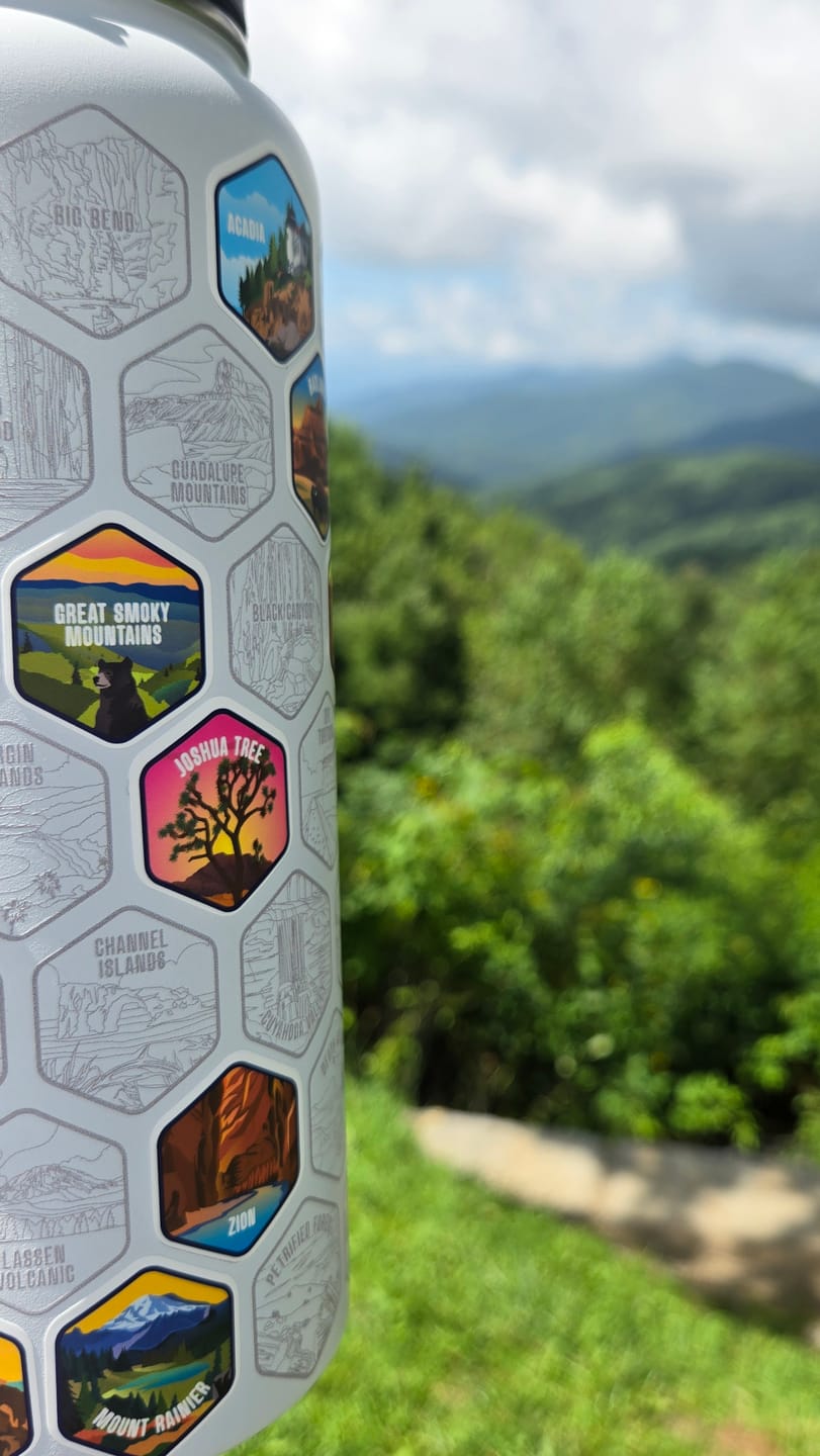 Customer photo review of Lets Wander™ National Parks Water Bottle + Stickers