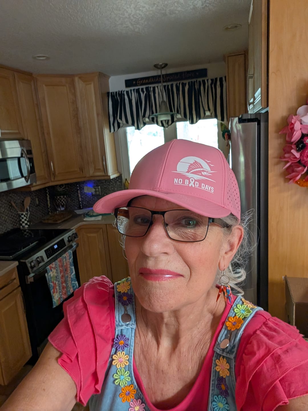 Customer photo review of NO BAD DAYS - Breast Cancer Hat