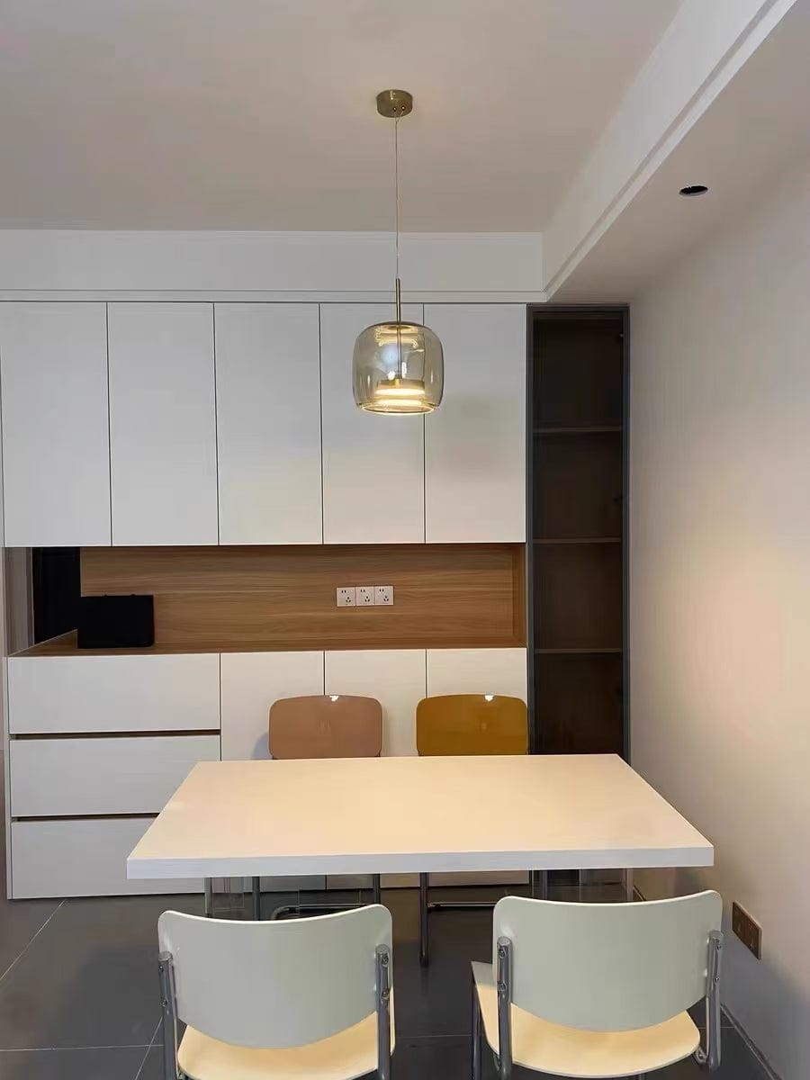 Customer photo review of Nordic Designer Amber Glass LED Pendant light for Kitchen, Dimmable