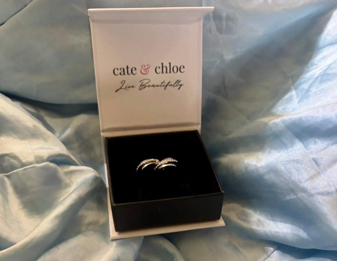 Customer photo review of Bella 18k White Gold Plated 17mm Hoop Earrings with Swarovski Crystals