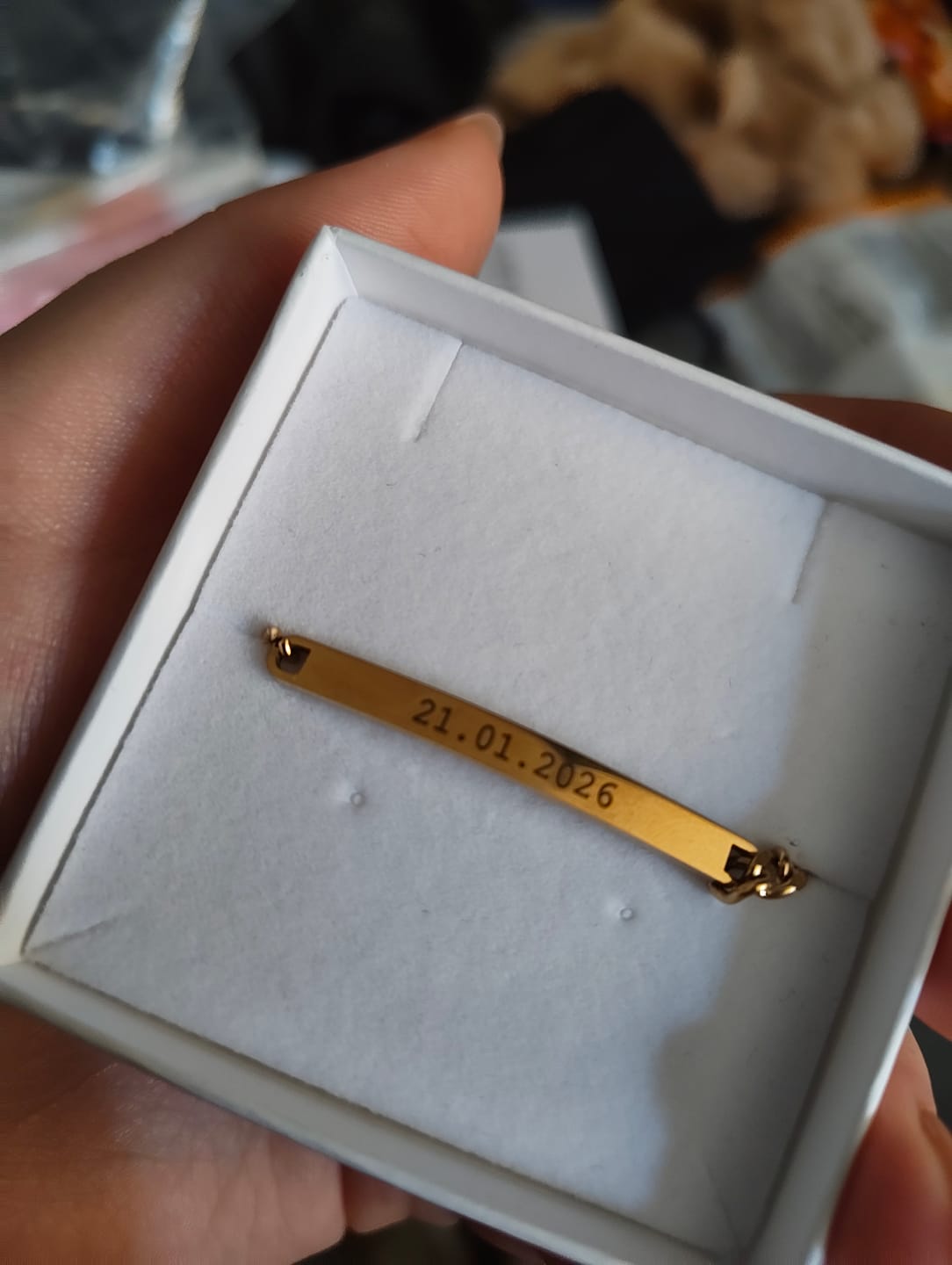Customer photo review of Mens Gold Personalised Chain Bracelet