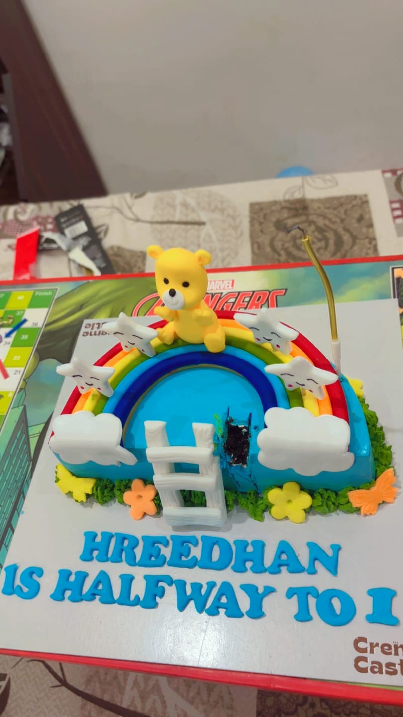 Customer photo review of Teddy Half Design Cake