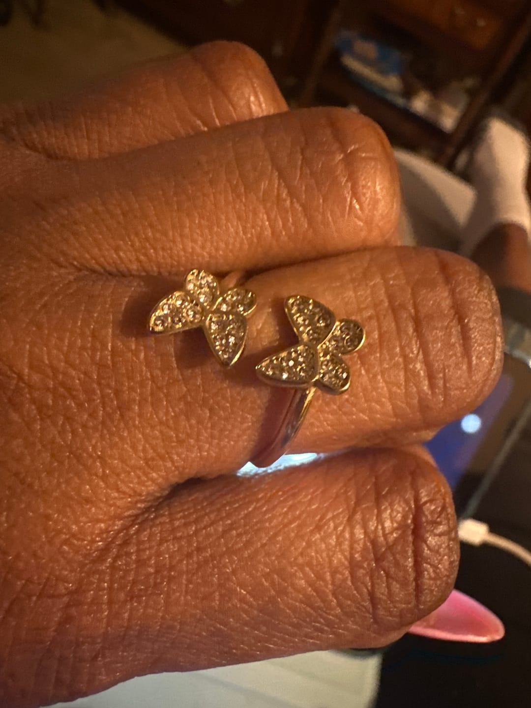 Customer photo review of Open Iced Butterfly Ring