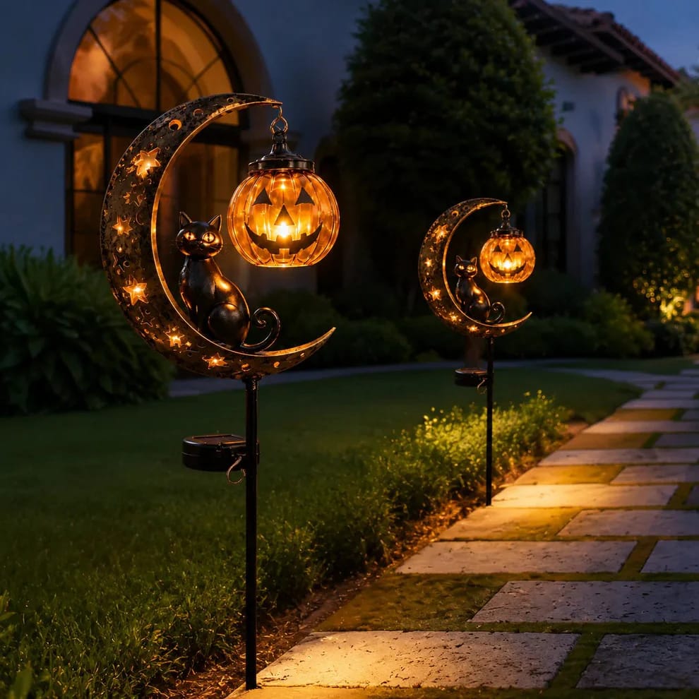 Customer photo review of Halloween Pumpkin Moon Garden Stake Light