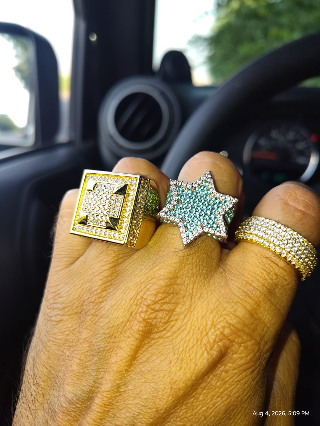 Customer photo review of Moissanite Blue Iced Star Ring - Silver - D COLOR - VVS1