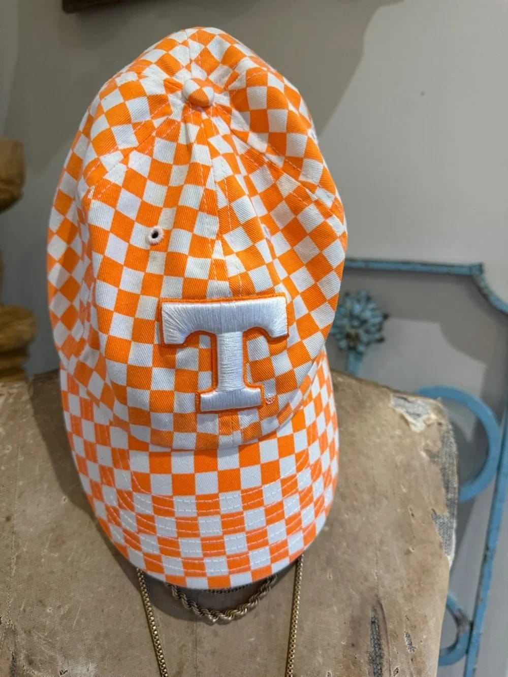 Customer photo review of Personalized State Initial Checkerboard Baseball Cap – Custom Letter Game Day Hat