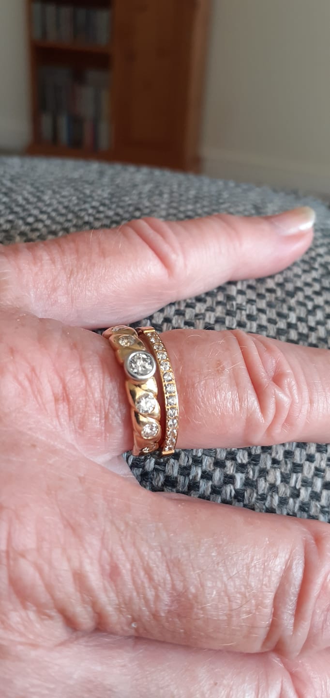 Customer photo review of 2mm Gold Half Glitz Eternity Ring | Cubic Zirconia Stacking Ring