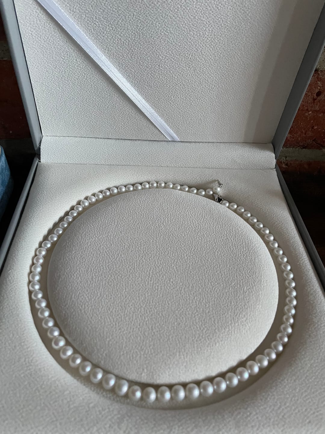 Customer photo review of Classic White Freshwater Pearl Necklace, Sterling Silver Clasp