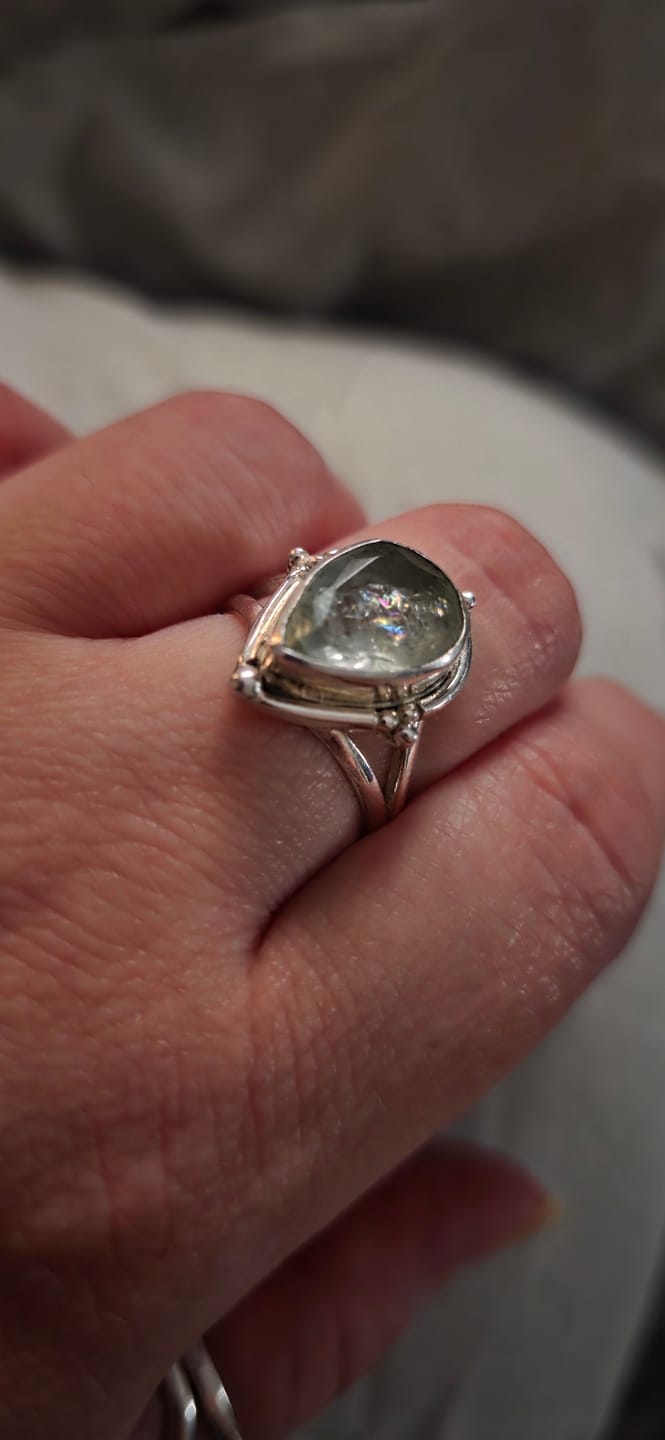 Customer photo review of Teardrop Aquamarine Ring Sterling Silver