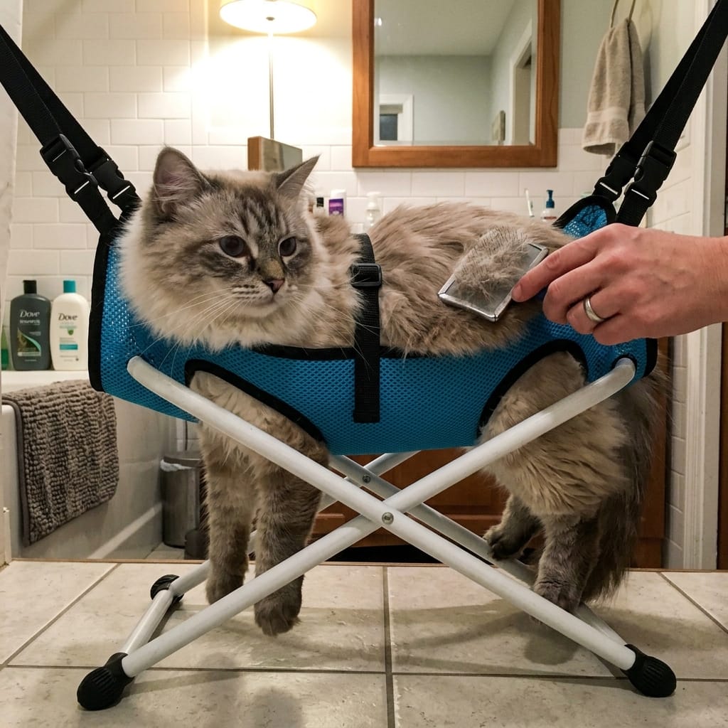 Customer photo review of Pawrelia™ Grooming Hammock Stand
