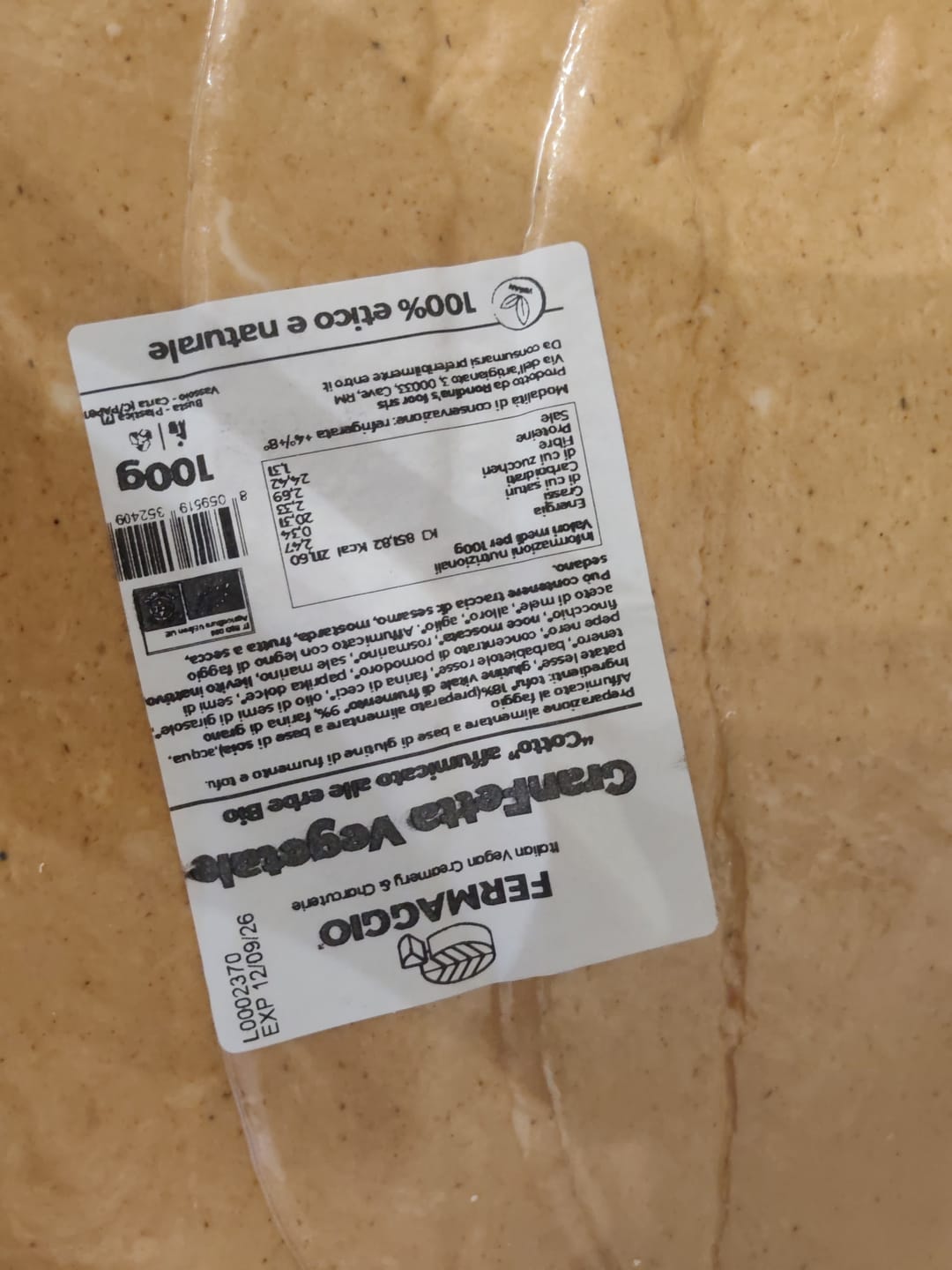 Customer photo review of GranFetta vegetale - "Cotto" affumicato alle erbe Bio