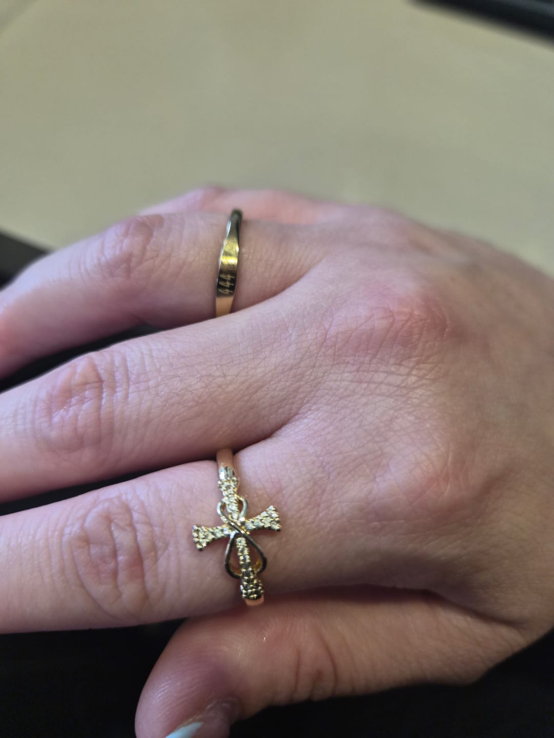 Customer photo review of FREE Today: Golden/Silver Mobius Cross Ring: Carry His Grace in Daily Wear