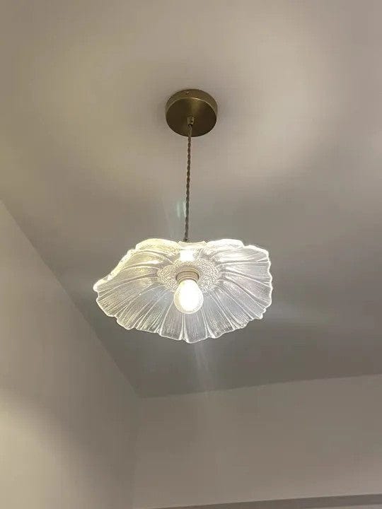 Customer photo review of Traditional Vintage 1-Light Flower Inspired Lotus Glass Pendant Light