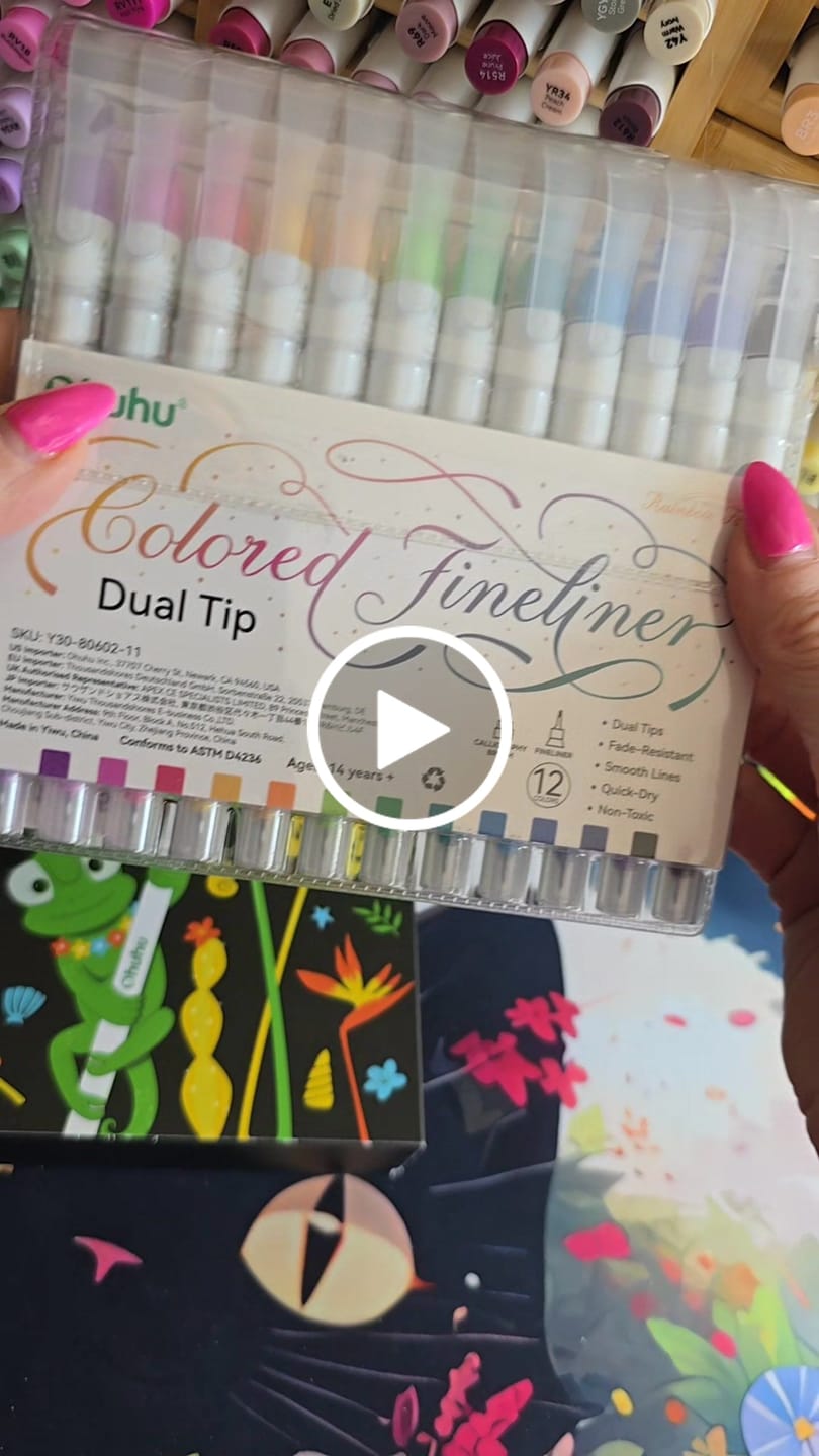 Customer video review of Ohuhu Colored Fineliner & Brush Pens, 12 Colors