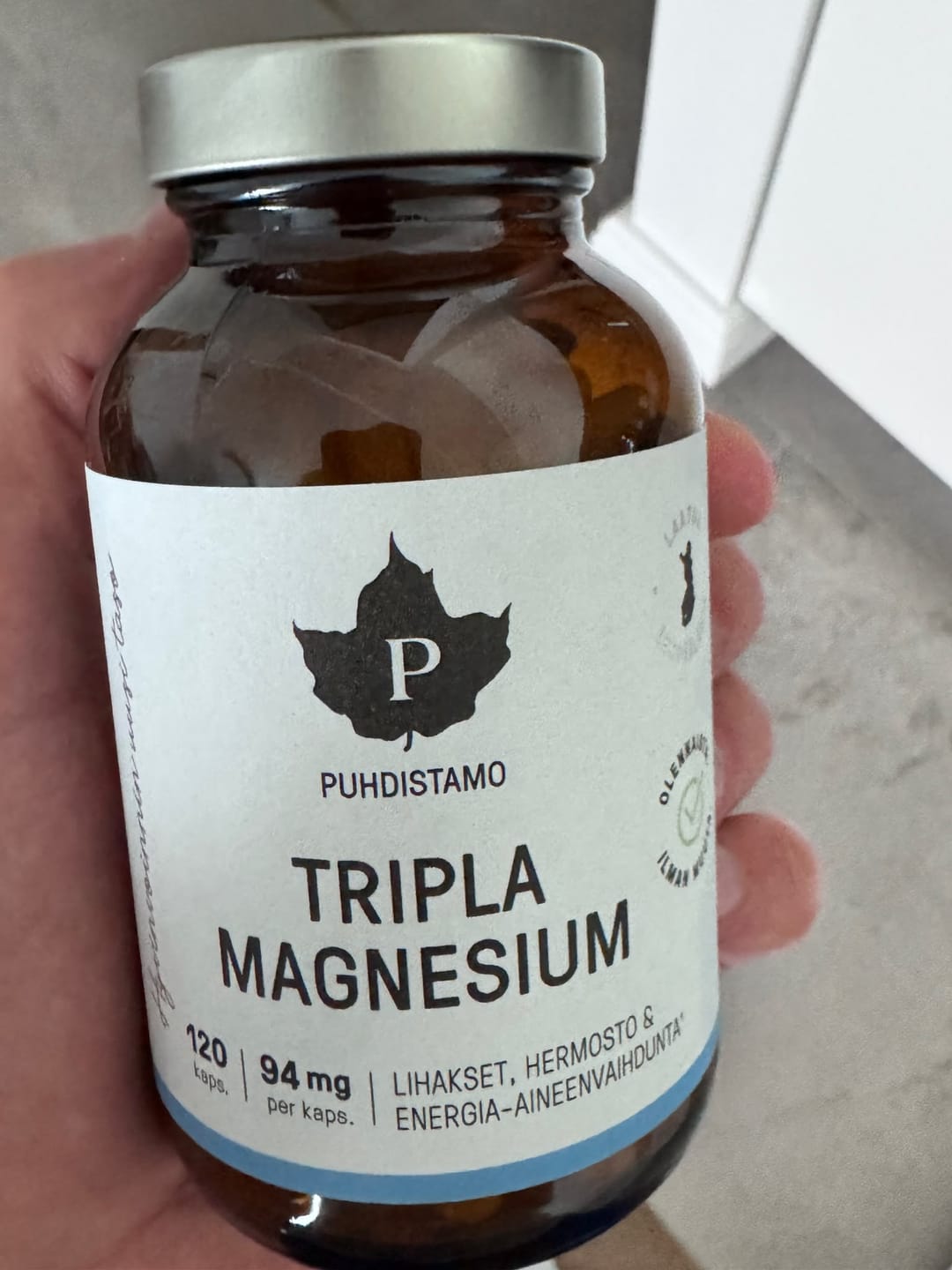 Customer photo review of Puhdistamo - Tripla Magnesium magnis (malatas, bisglicinatas, tauratas), 60 kapsulių