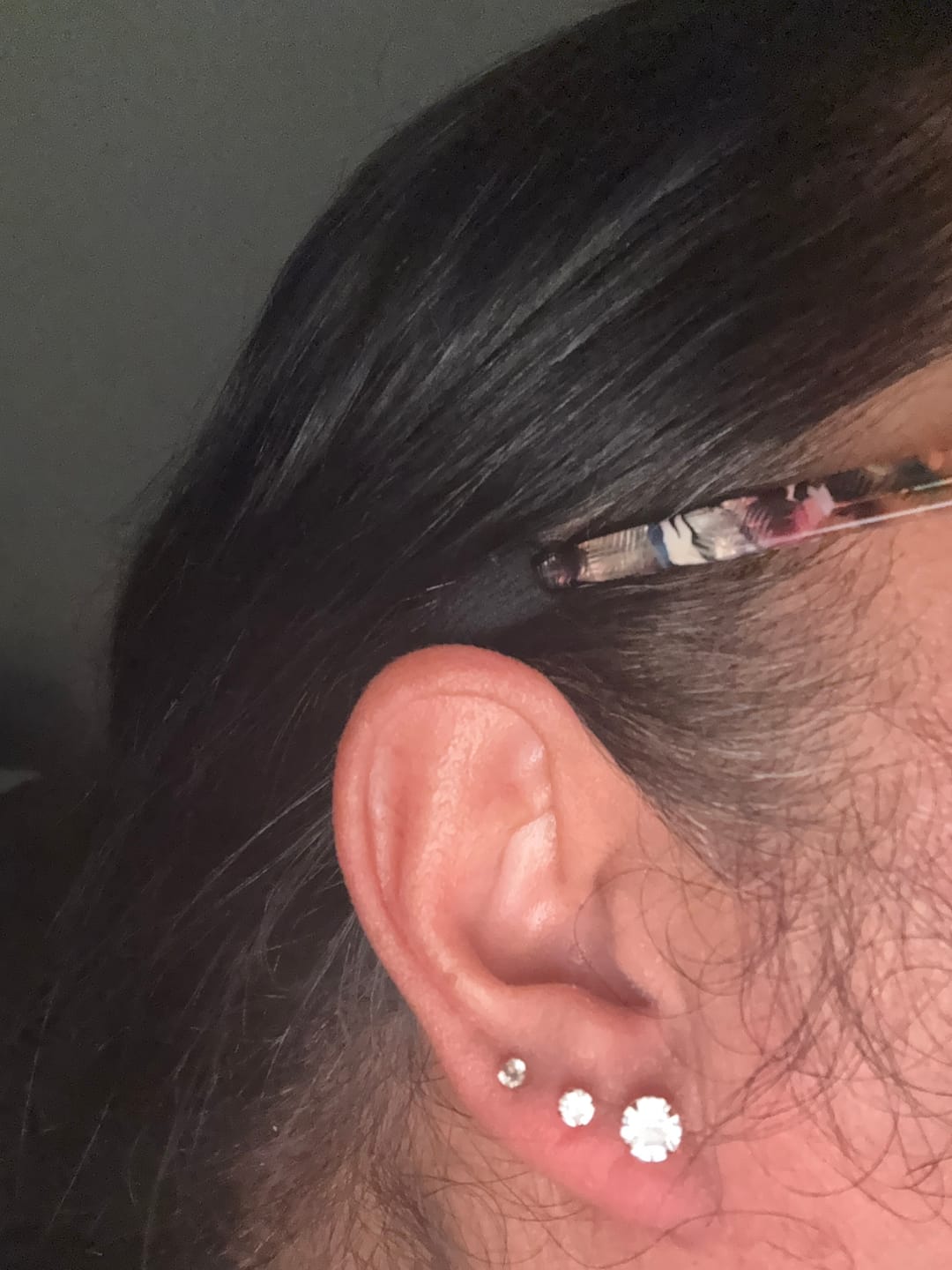 Customer photo review of 14K Solid Gold CZ Telephonic Earrings