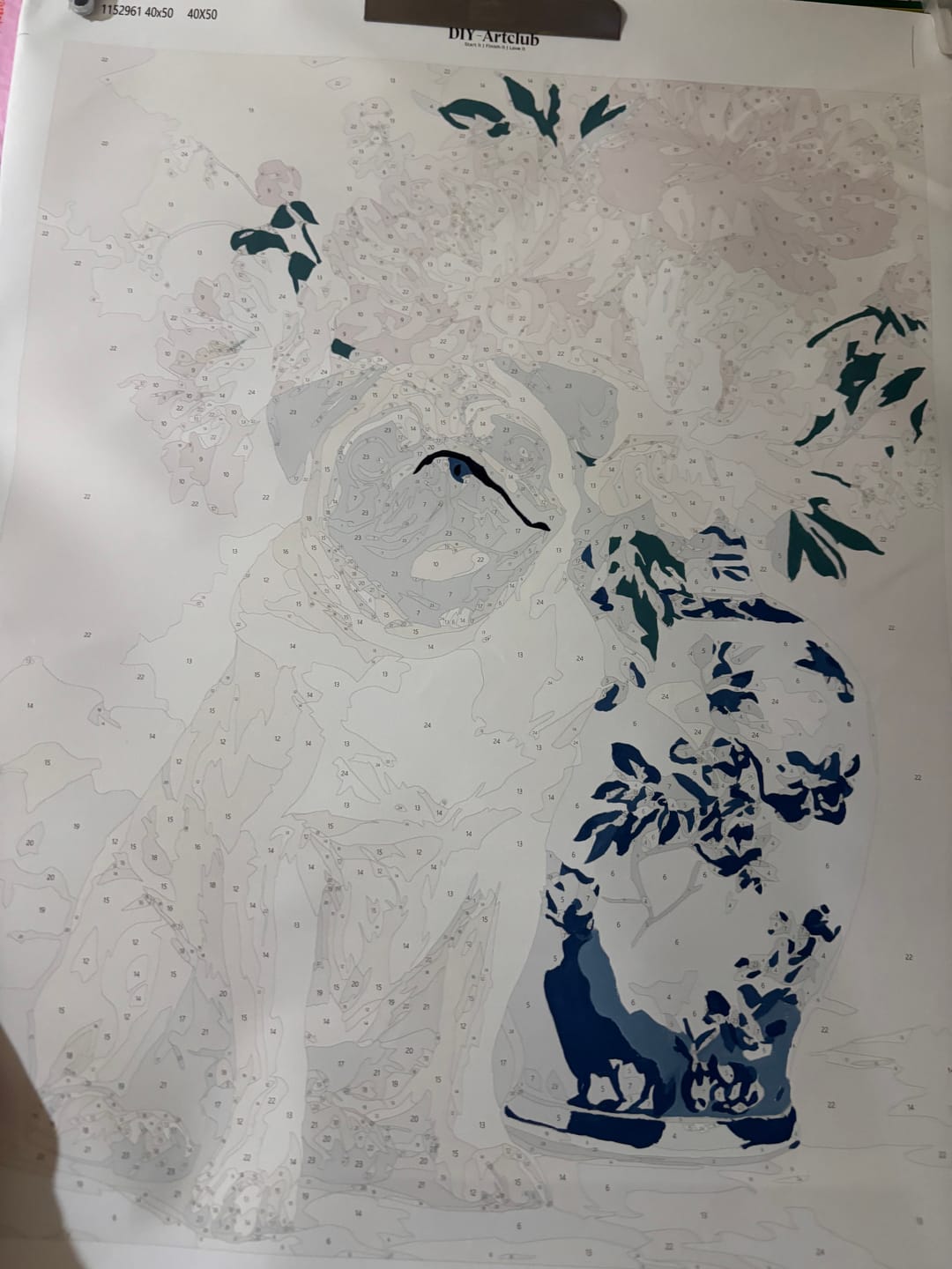 Customer photo review of Floral Pug | Paint by Number
