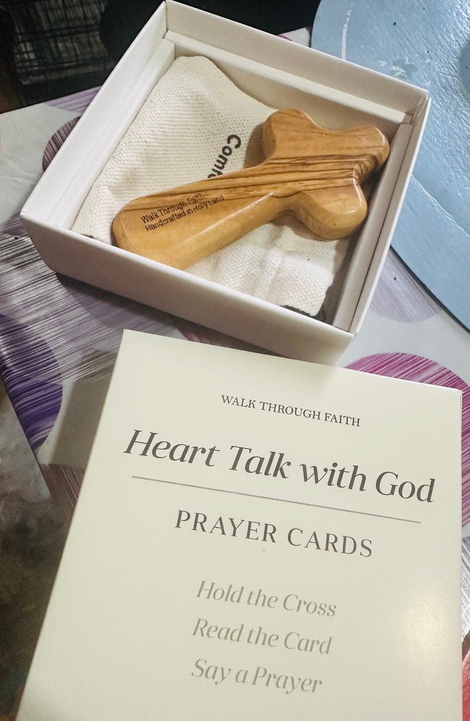 Customer photo review of COMFORT CROSS MADE IN HOLY LAND + FREE PRAYER CARDS (Limited Time Only)