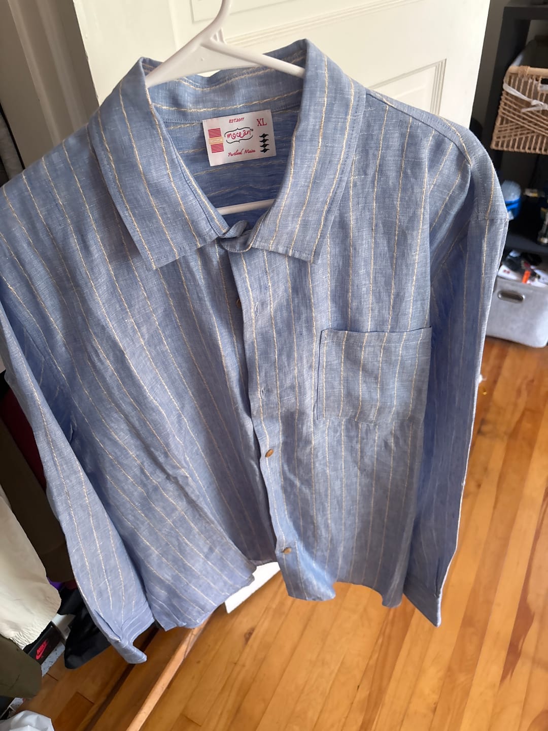 Customer photo review of Draped Linen Light Blue