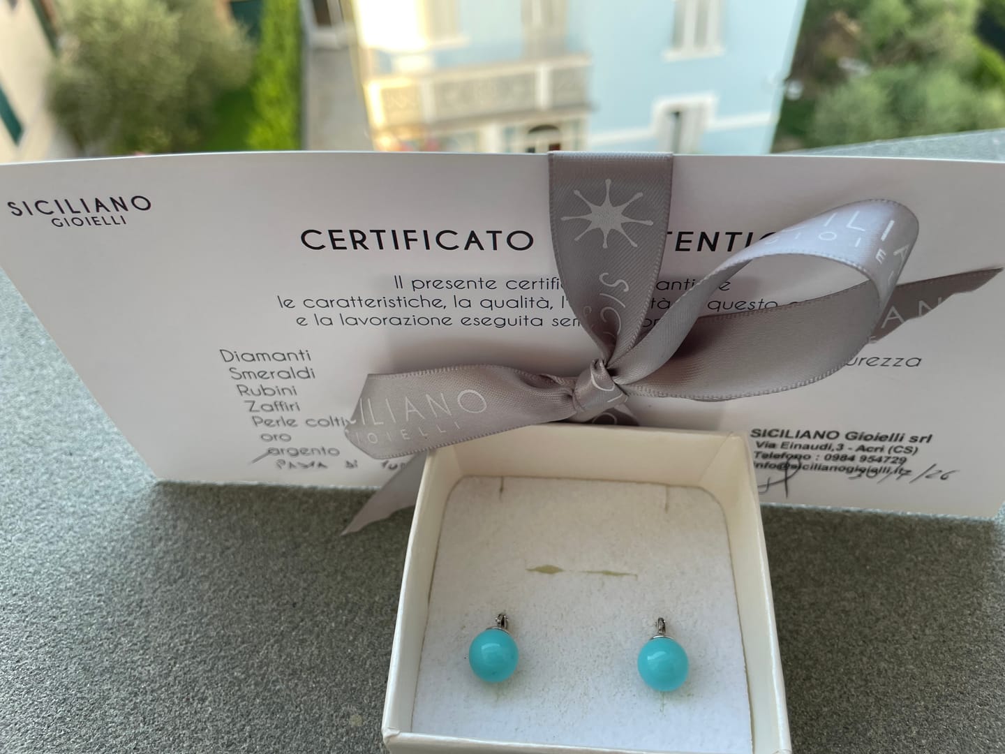 Customer photo review of Orecchini Argento Pasta di Turchese