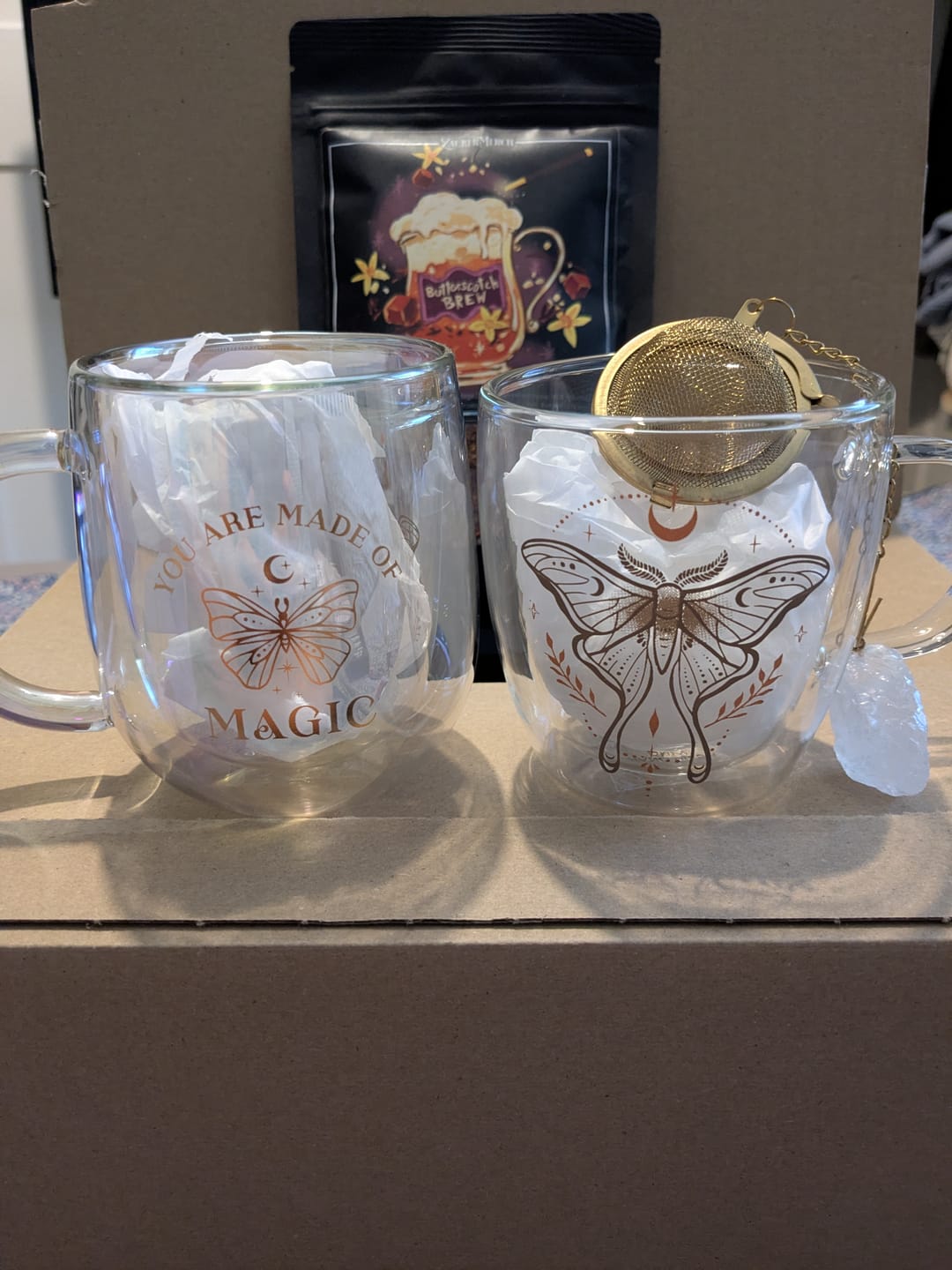 Customer photo review of Mottentasse aus doppelwandigen Glas mit Teesieb & Kristall