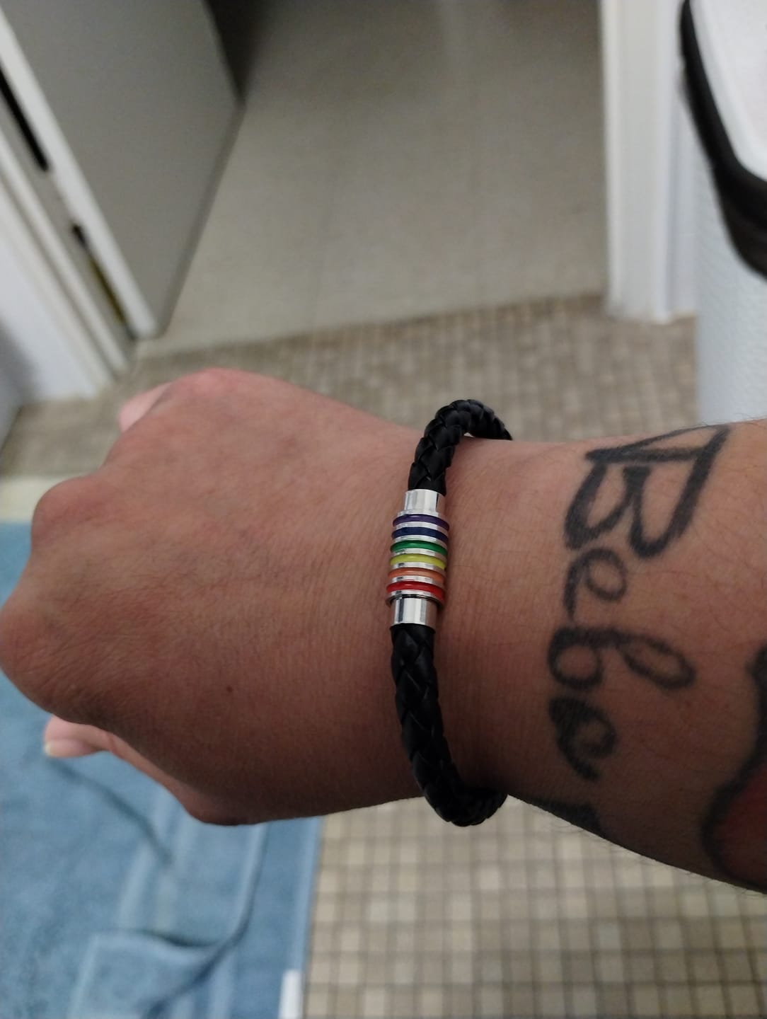 Customer photo review of Rainbow Leather Bracelet