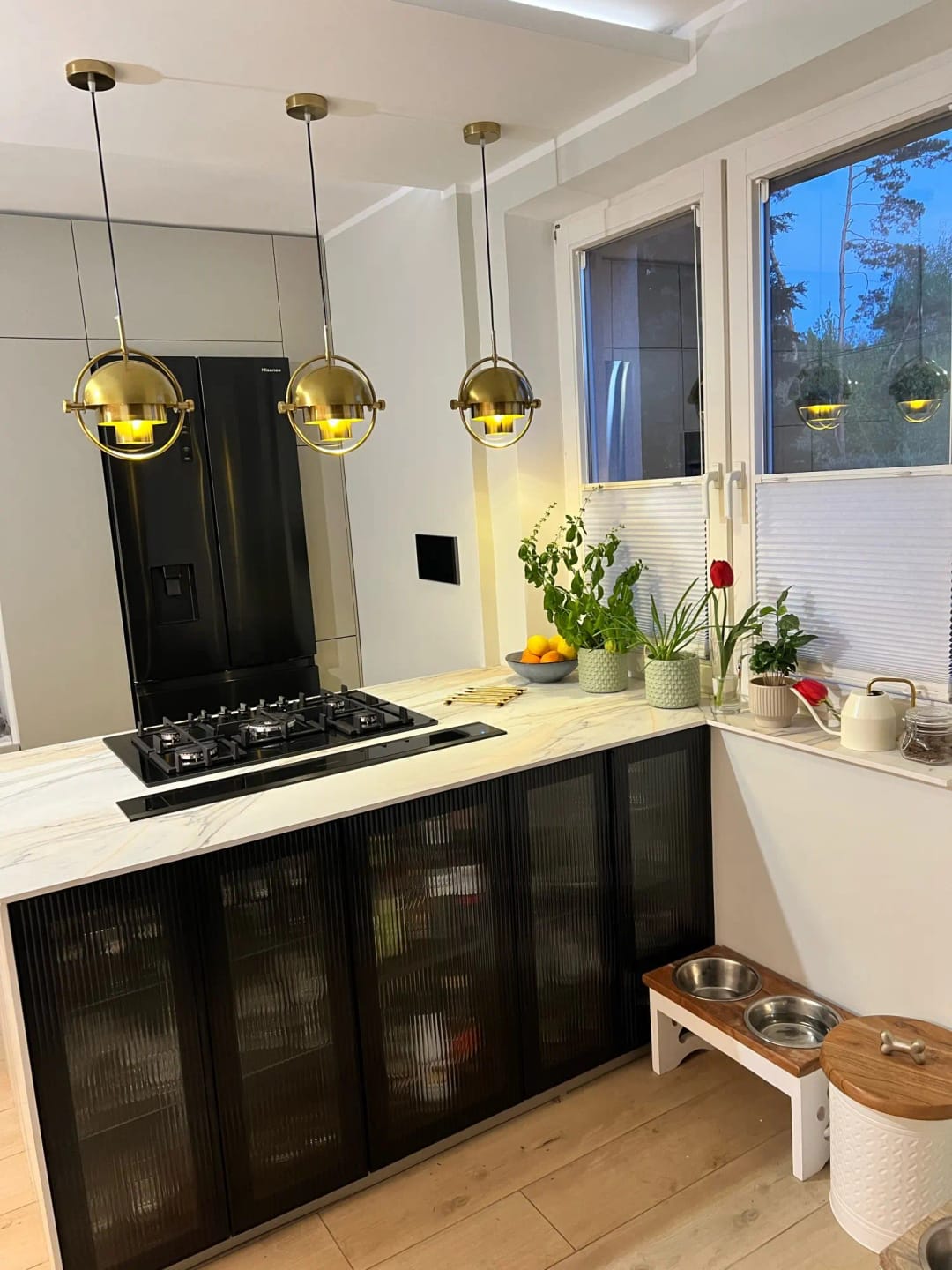 Customer photo review of Multi-Lite Pendant Light, Movable Hemisphere Shade in 8 Finishes