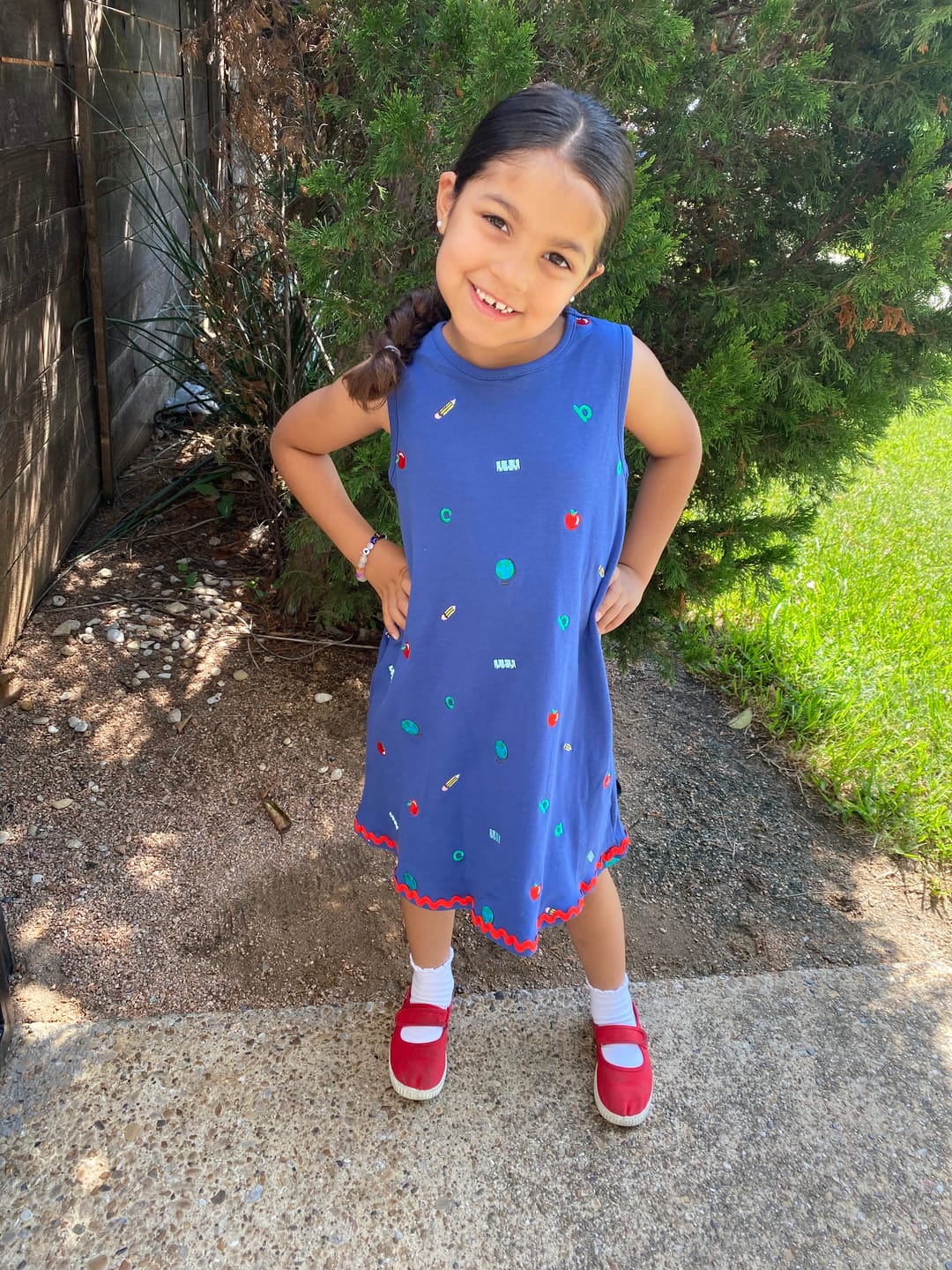 Customer photo review of School Rules Embroidered Blue Eleanor Dress