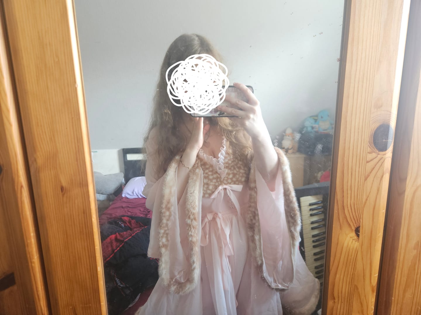 Customer photo review of Bambi Princess Fur Chiffon Babydoll Dress (Pink)