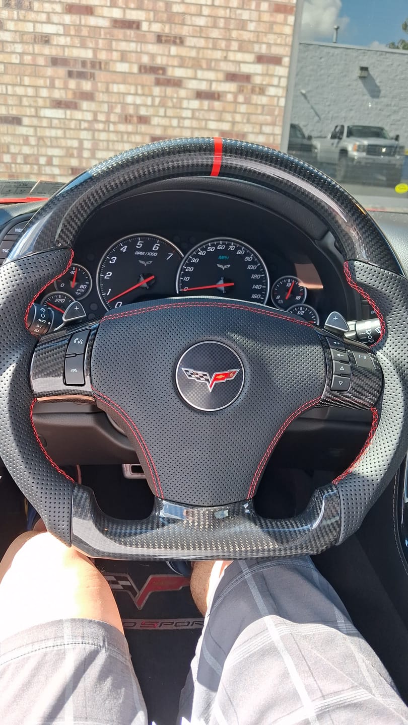 Customer photo review of [Customizable] 2005-2013 Chevrolet Corvette C6 Custom Airbag Cover Replacement for Steering Wheel