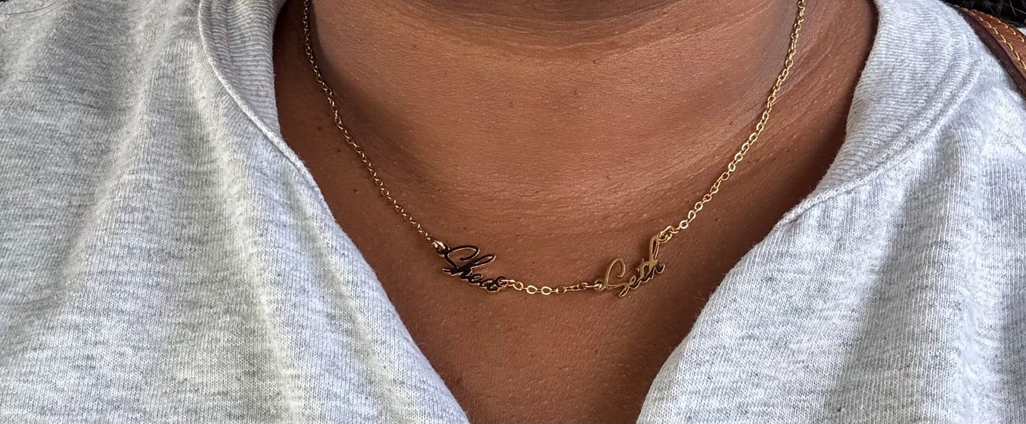 Customer photo review of Multi Name Necklace