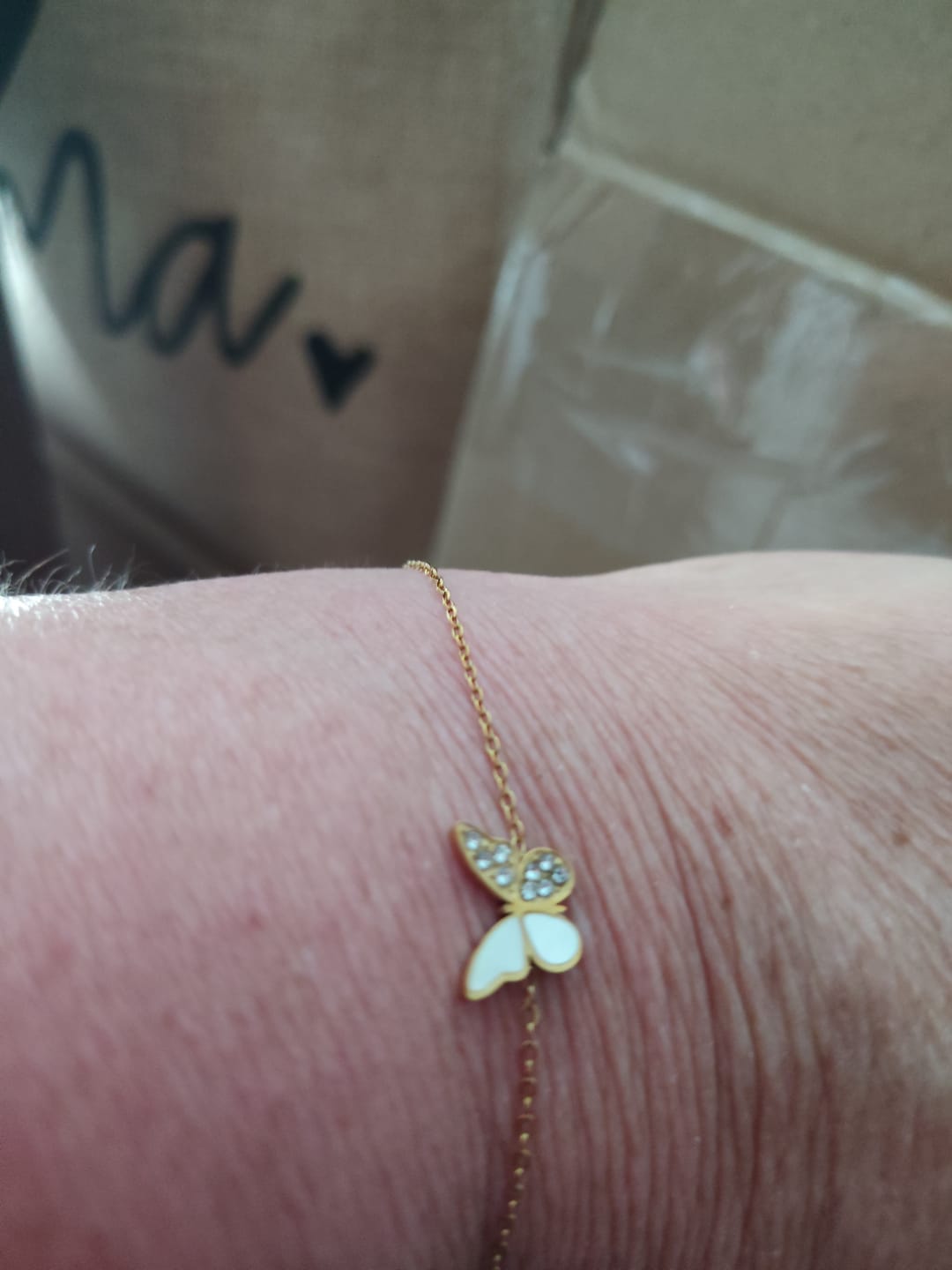 Customer photo review of Bracelet raffiné "Trèfle de Cristal" en acier inoxydable Réf 7
