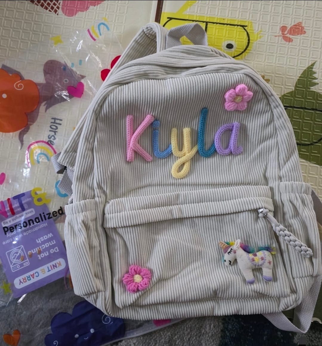 Customer photo review of K&C - Personalized Knitted Backpack