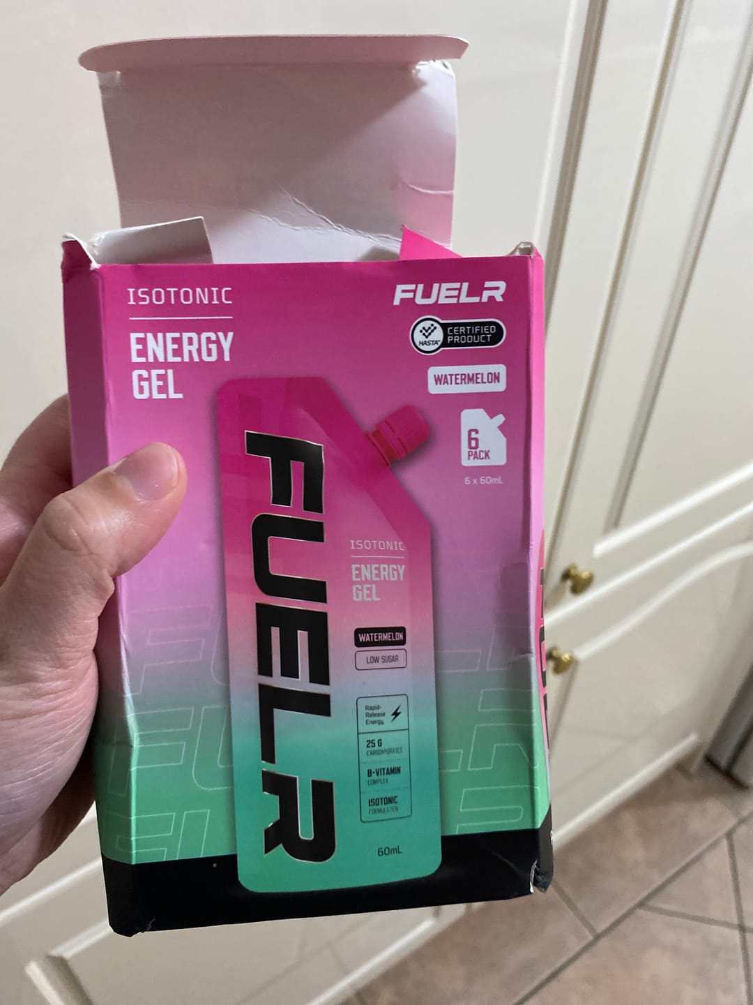 Customer photo review of ISOTONIC ENERGY GELS - WATERMELON