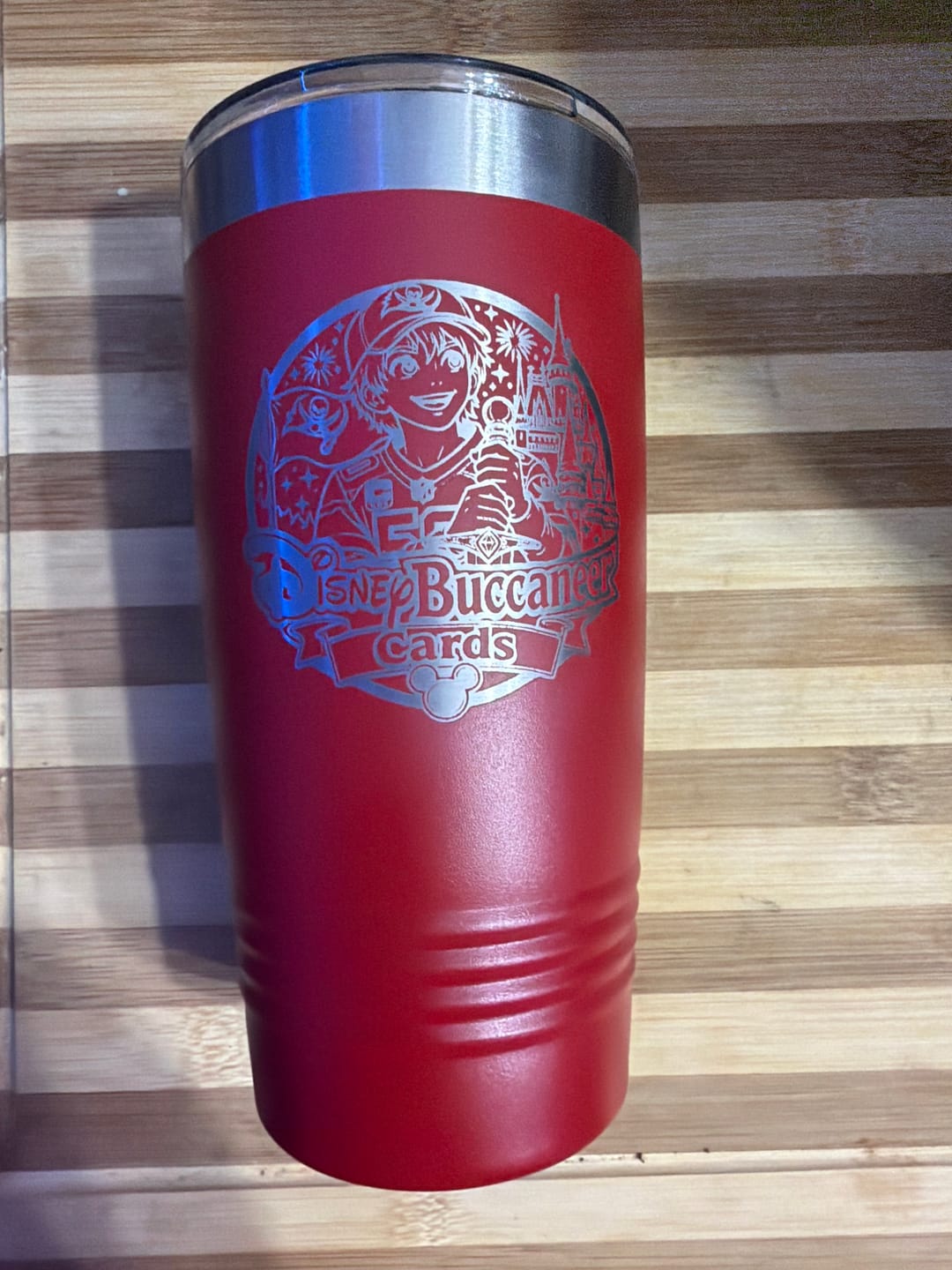 Customer photo review of $5 Sample - Custom 20 oz Tumbler with your Business Logo Engraved - Great Test Before Bulk Volume Order!
